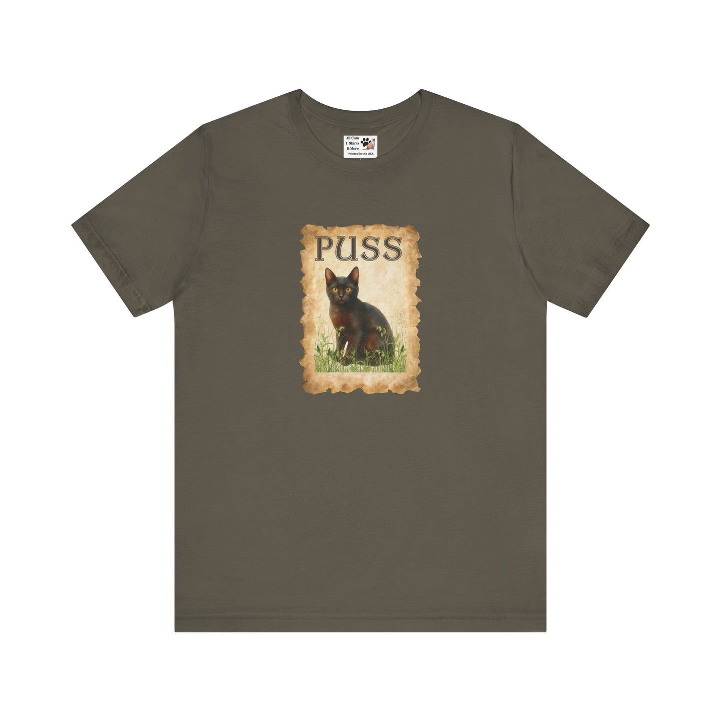 "Puss" Vintage Black Cat T-Shirt - (Pussycat Graphic Tee #2)
