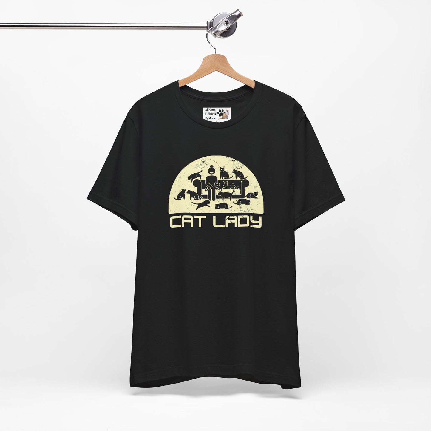 Cute Cat Lady T-Shirt - (Distressed Style - Unisex Jersey Tee - Perfect Gift for Cat Moms!)