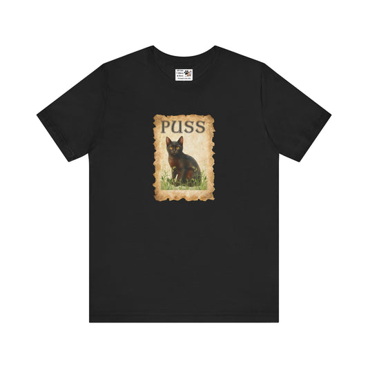 "Puss" Vintage Black Cat T-Shirt - (Pussycat Graphic Tee #2)