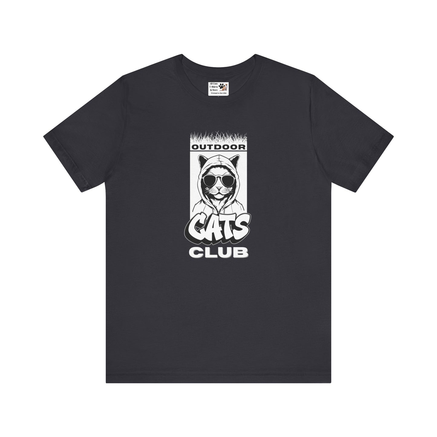 Outdoor Cats Club T-Shirt - (Unisex Jersey Short Sleeve Graphic Tee for Cat Lovers)
