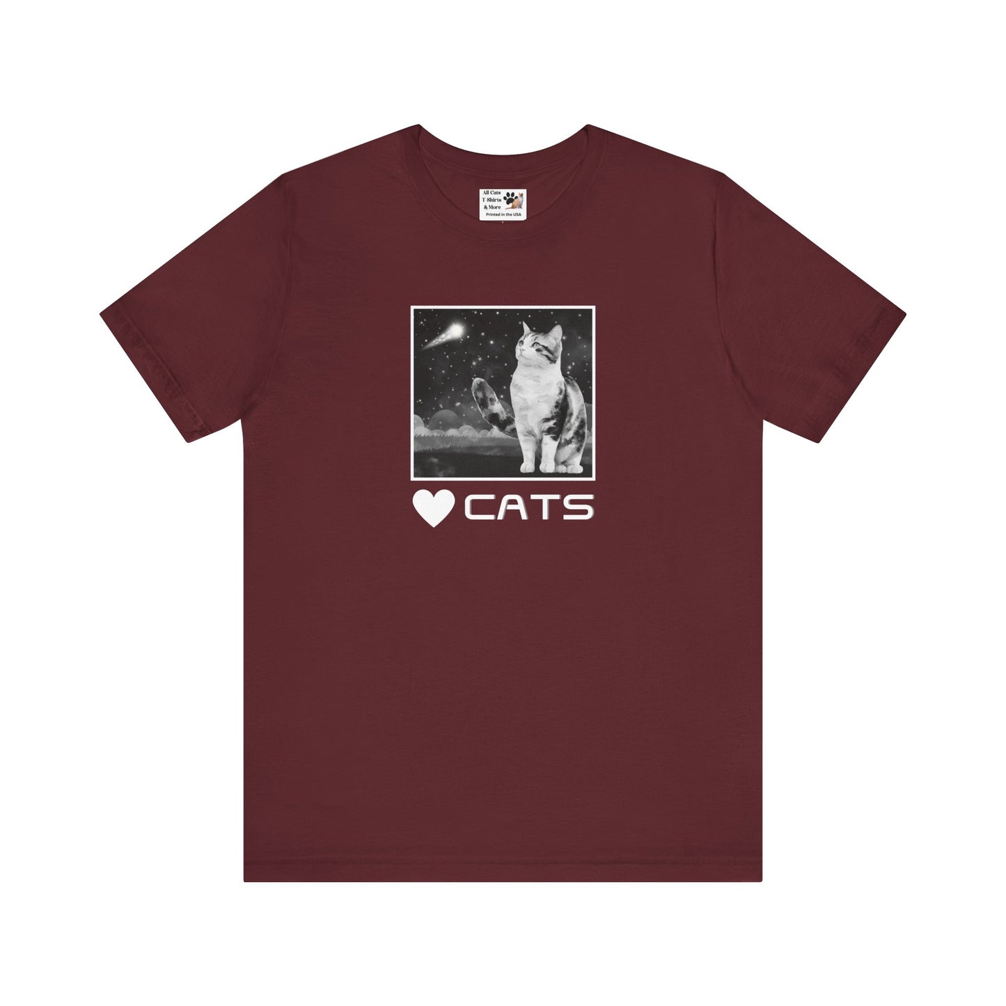 "Heart Cats" or "Love Cats" T-Shirt #2 - (Cat and Starry Sky Tee)