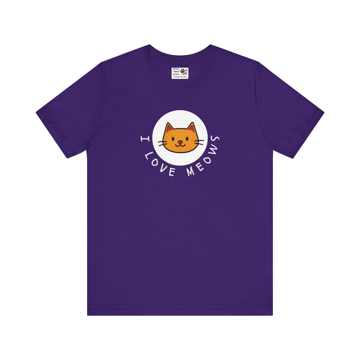 I Love Meows Cat T-Shirt - (Tee #5, Cute Orange Cat Graphic T-Shirt)