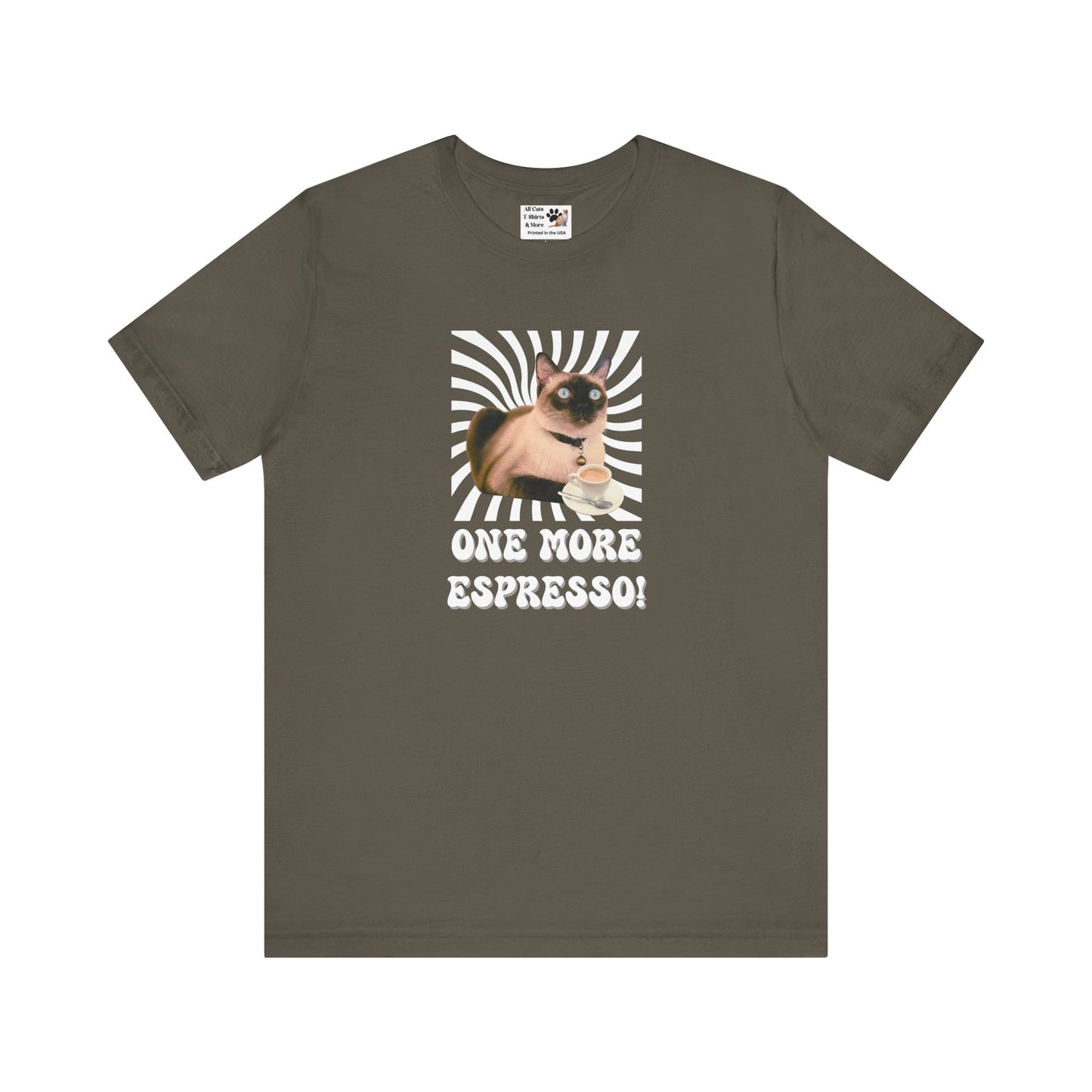 One More Espresso! - (Cat & Coffee T-Shirt #2, Color)