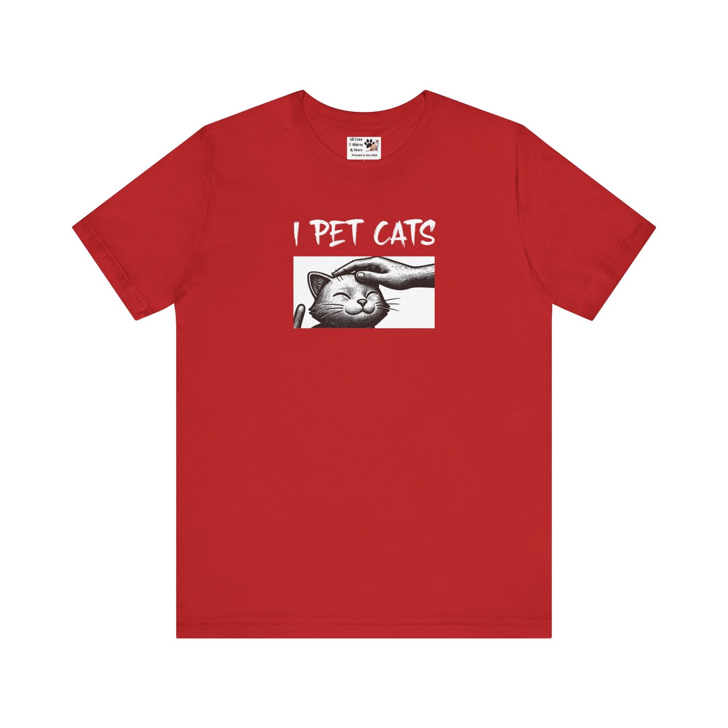 I Pet Cats T‑Shirt - (Cute Cat Head Patting Tee for Cat Lovers)
