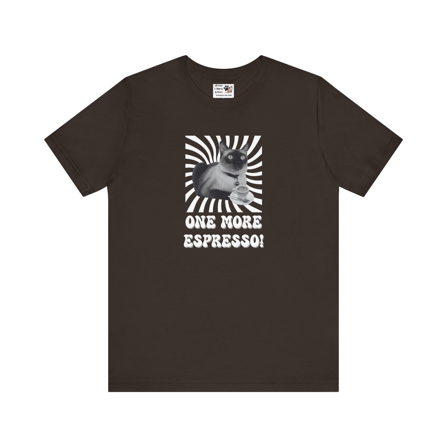 One More Espresso! - (Cat & Coffee T-Shirt #1, Black & White)