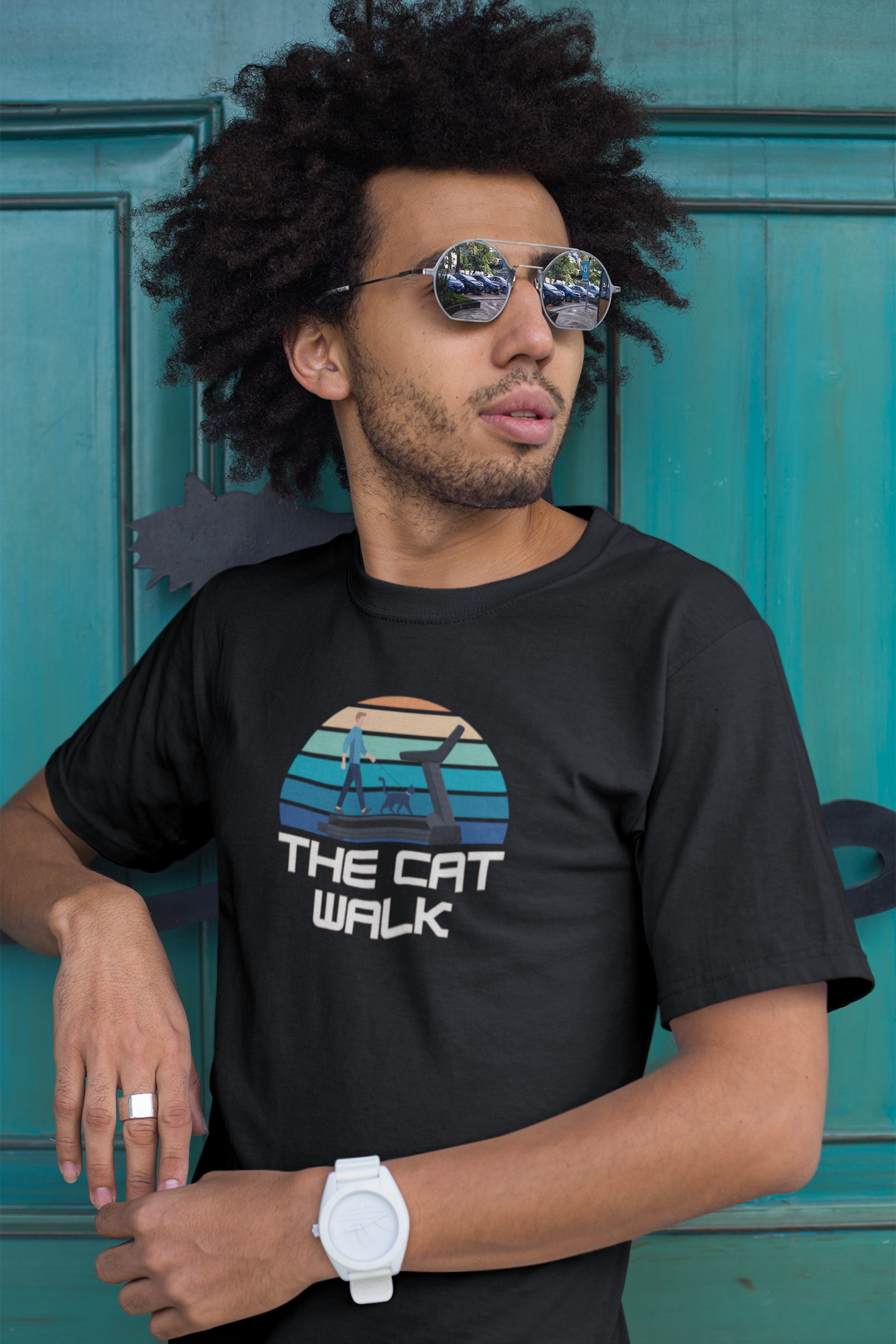 The "Cat Walk" Colorful Vintage Style T-Shirt [#3] - (Unisex Casual Top, Cat Owner Gift, Cat Fan Apparel)