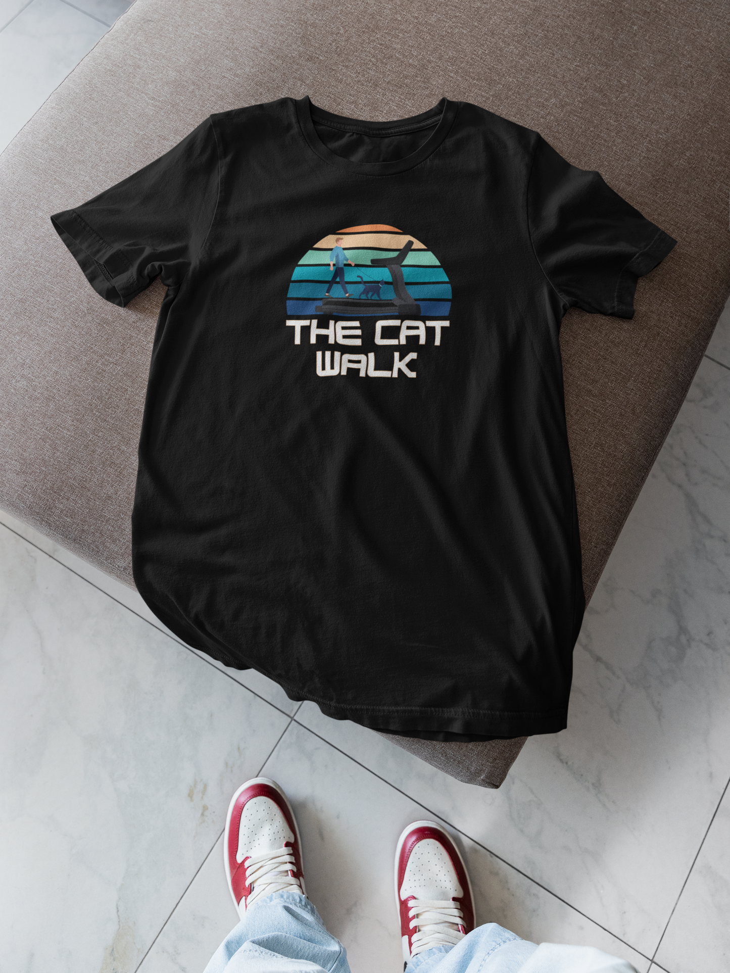 The "Cat Walk" Colorful Vintage Style T-Shirt [#3] - (Unisex Casual Top, Cat Owner Gift, Cat Fan Apparel)