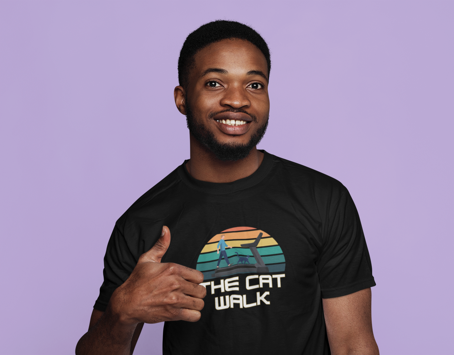 The "Cat Walk" Colorful Vintage Sunset T-Shirt [#2] - (Cat Fan Tee, Funny Cat Shirt, Retro Cat Owner Gift)