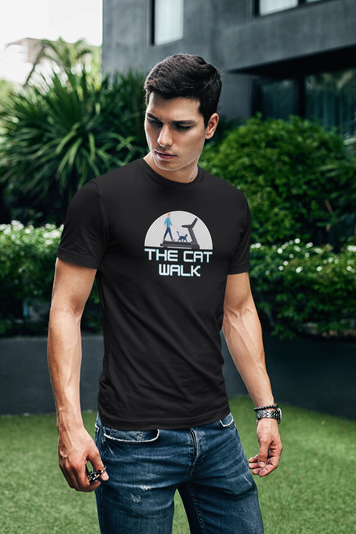 The "Cat Walk" Tee [#1] - (a Fun Cat T-Shirt for Cat Fans, Unique Cat Owner Shirt)