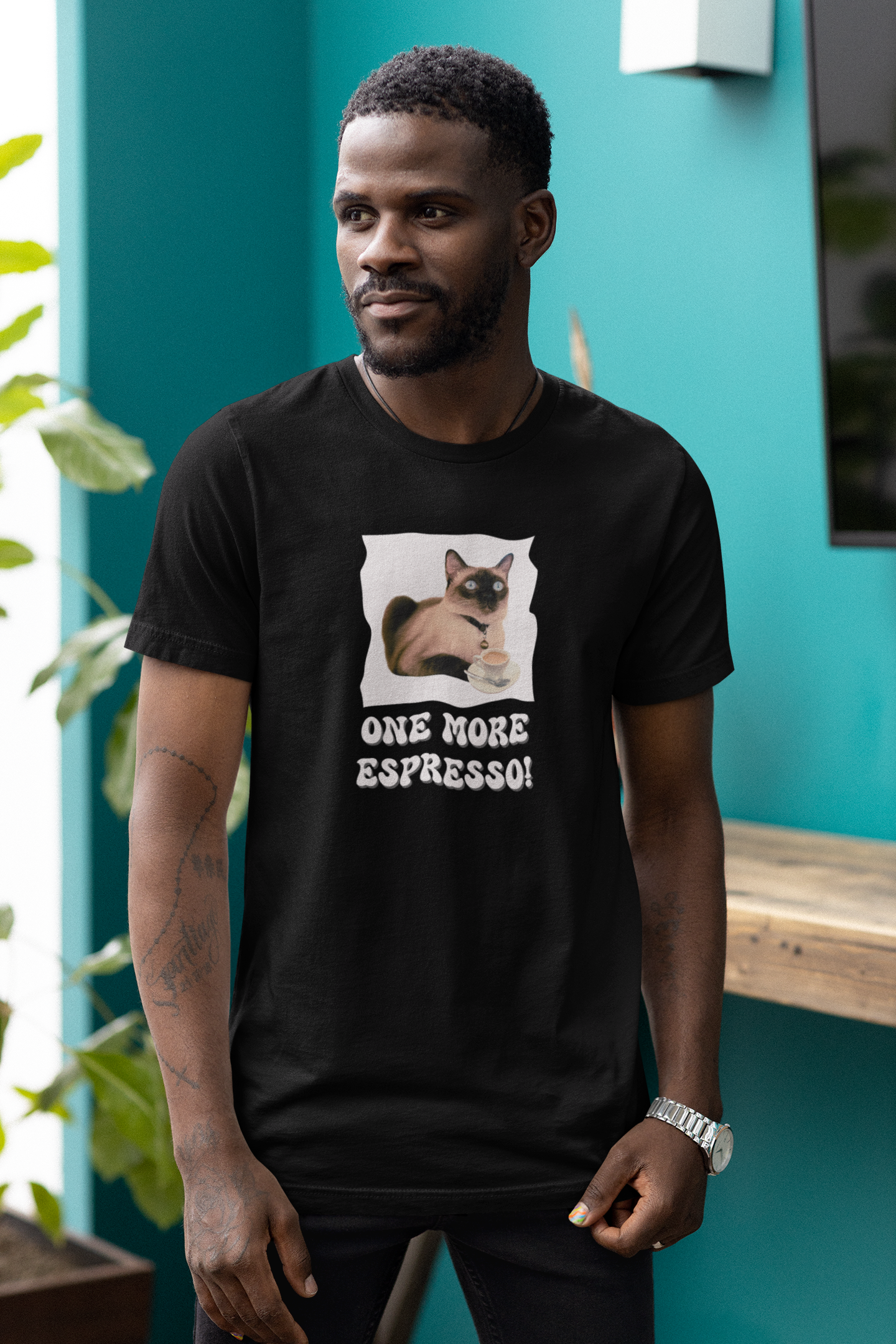 One More Espresso! - (Cat & Coffee T-Shirt #4)