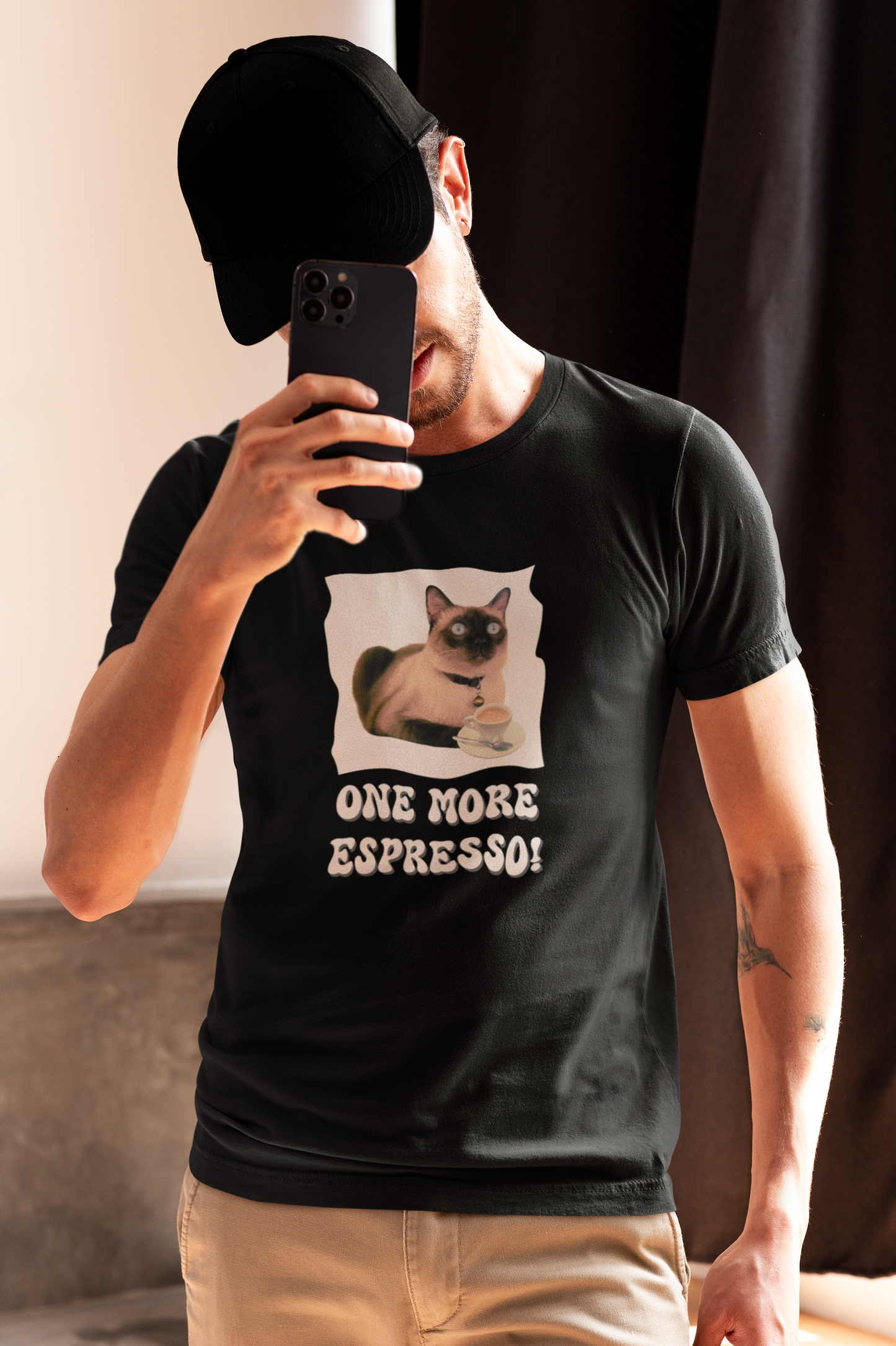 One More Espresso! - (Cat & Coffee T-Shirt #4)