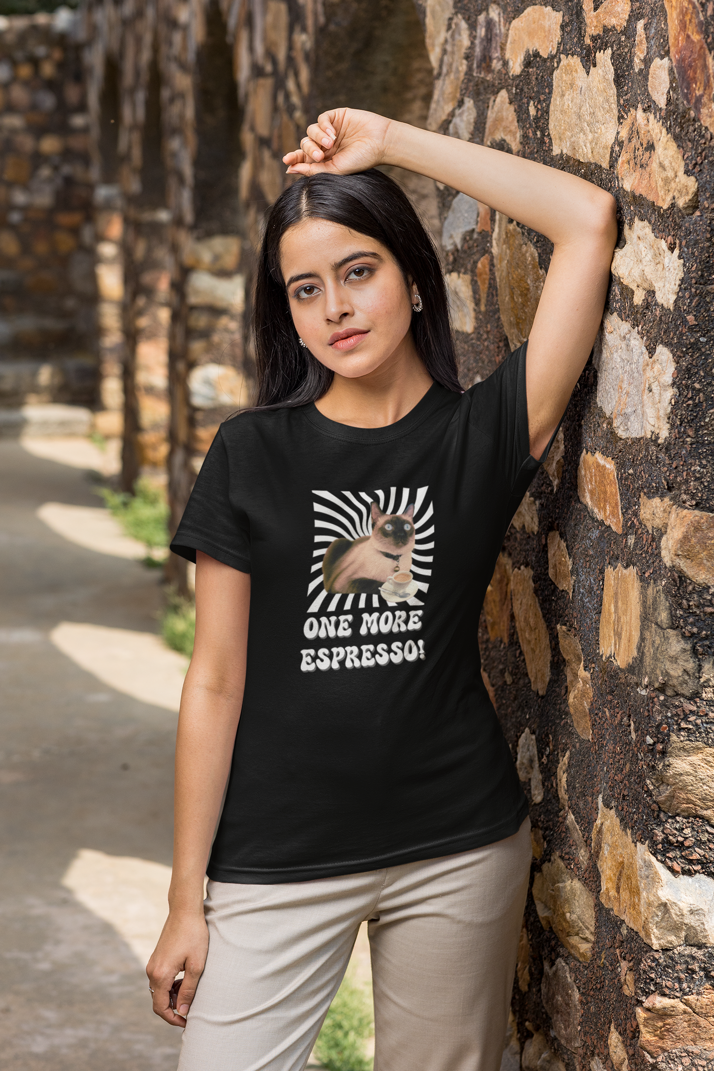 One More Espresso! - (Cat & Coffee T-Shirt #2, Color)
