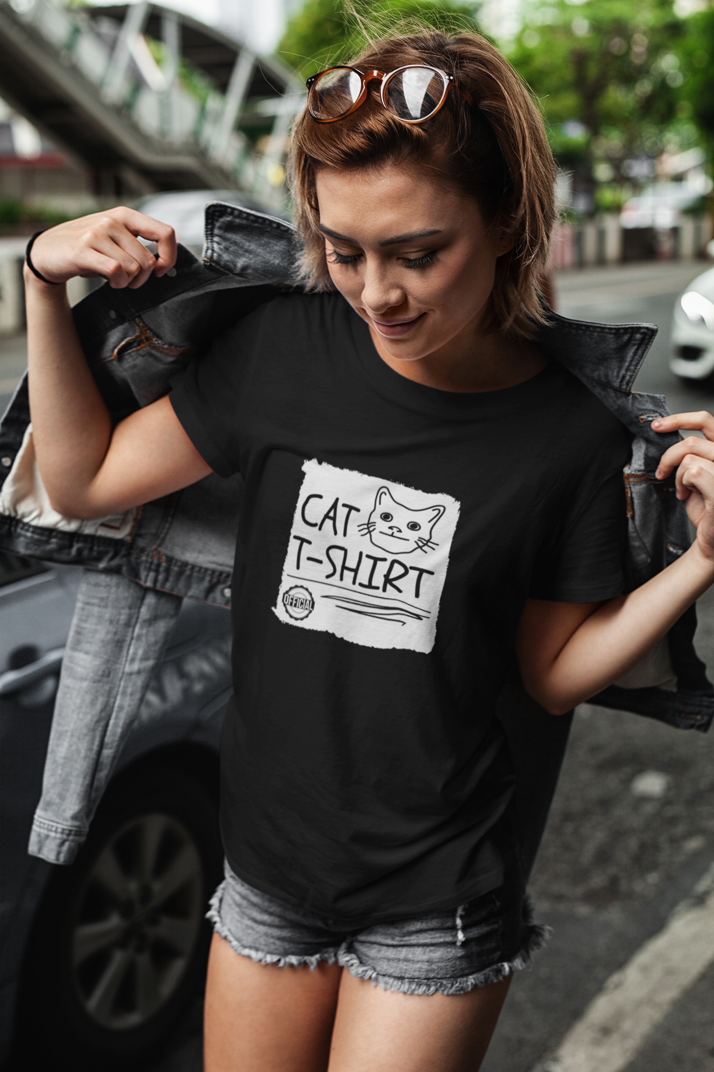 "Official Cat T-Shirt" [Tee #1] - (Cute & Funny Basic Amateur Style Cat Face Tee)