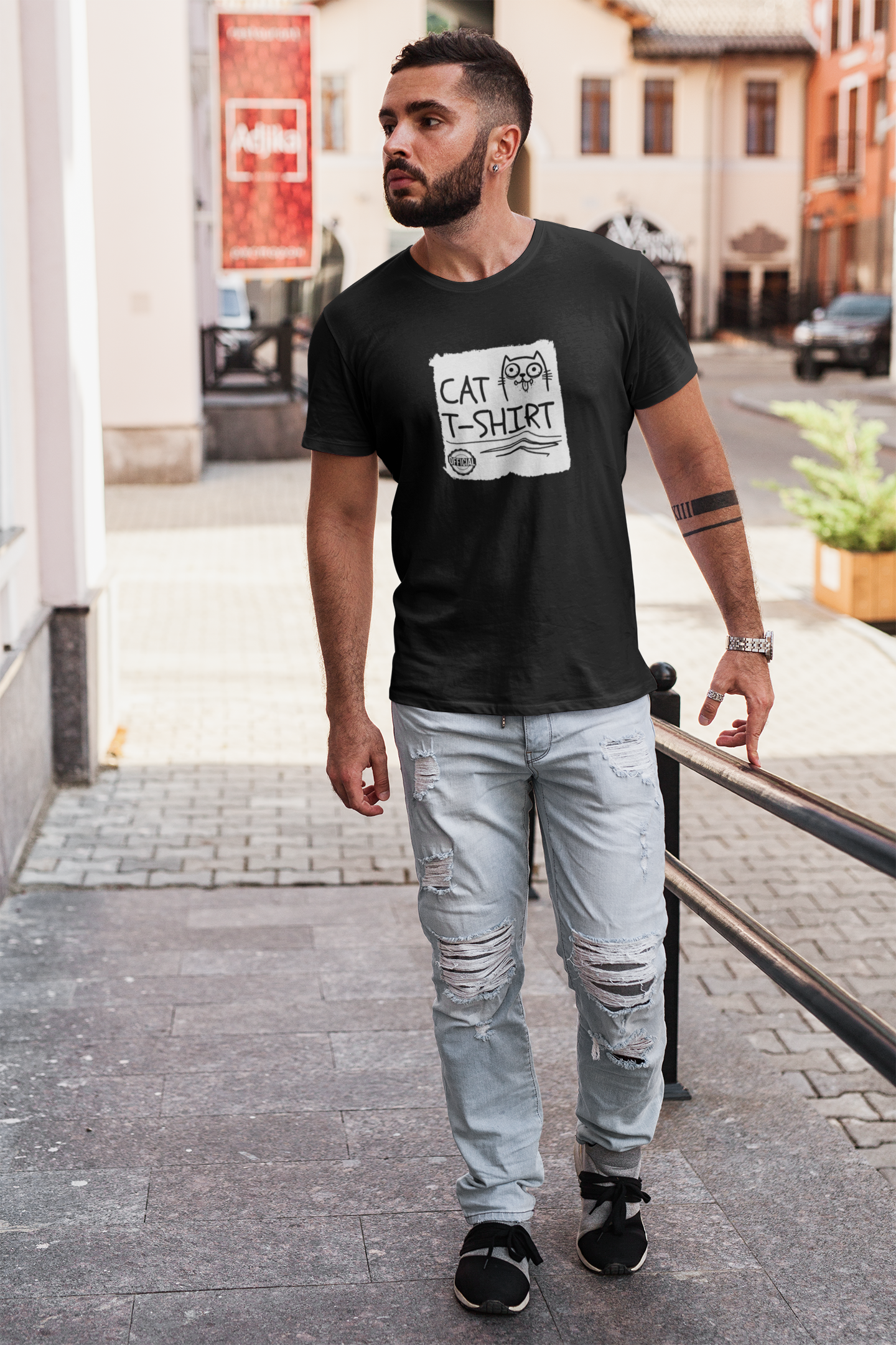 "Official Cat T-Shirt" [Tee #2] - (Cute & Funny Basic Amateur Style Cat Face Tee)