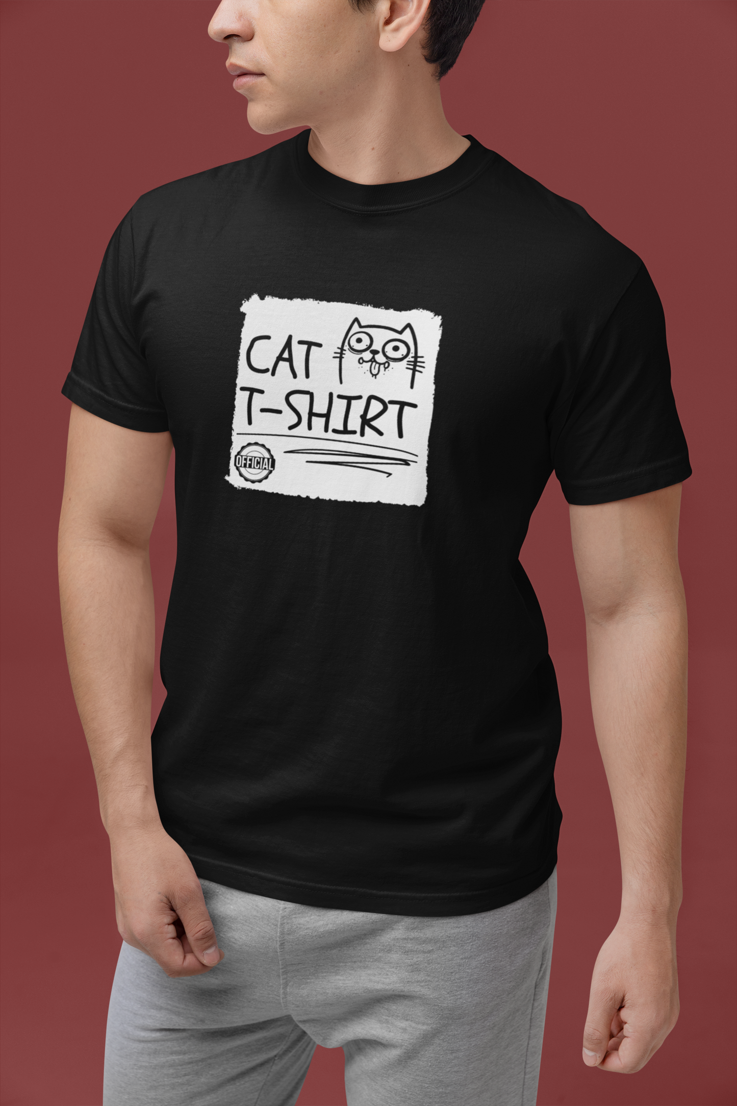 "Official Cat T-Shirt" [Tee #2] - (Cute & Funny Basic Amateur Style Cat Face Tee)