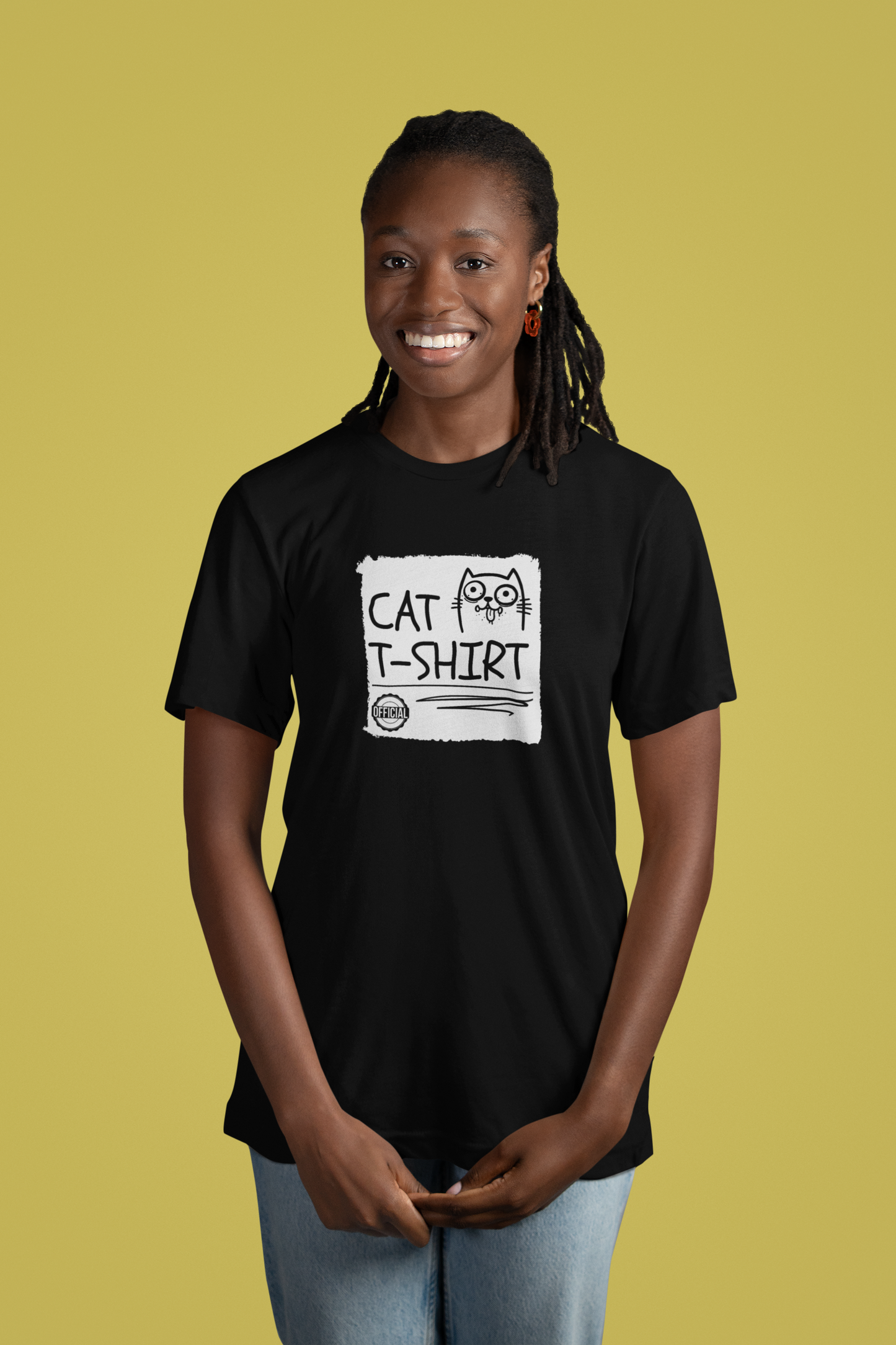 "Official Cat T-Shirt" [Tee #2] - (Cute & Funny Basic Amateur Style Cat Face Tee)
