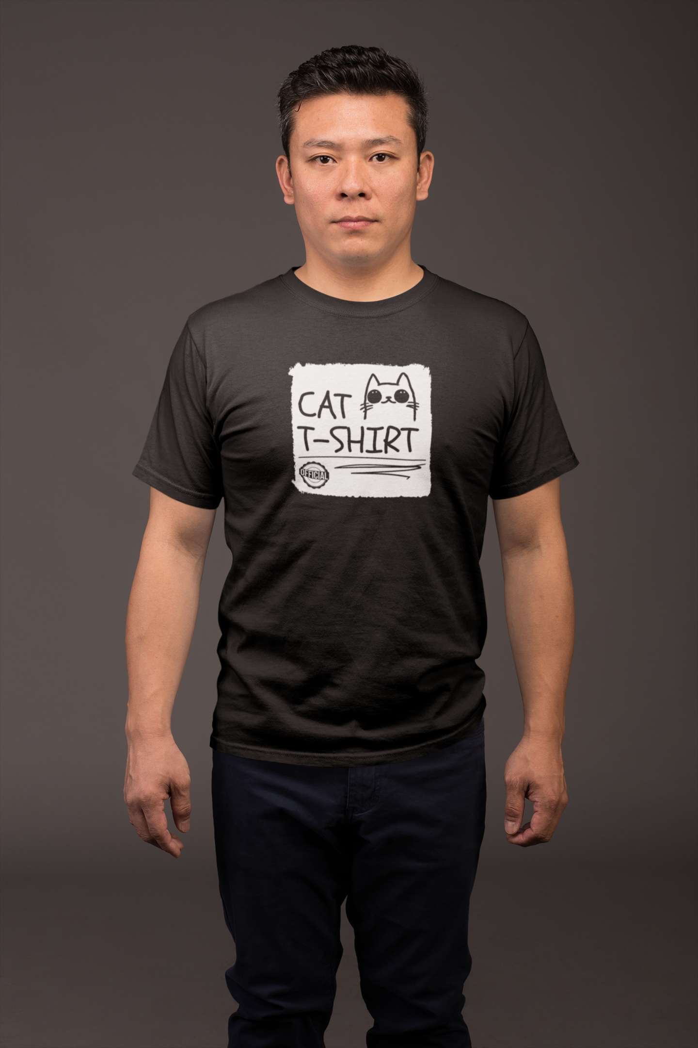 "Official Cat T-Shirt" [Tee #3] - (Cute & Funny Basic Amateur Style Cat Face Tee)