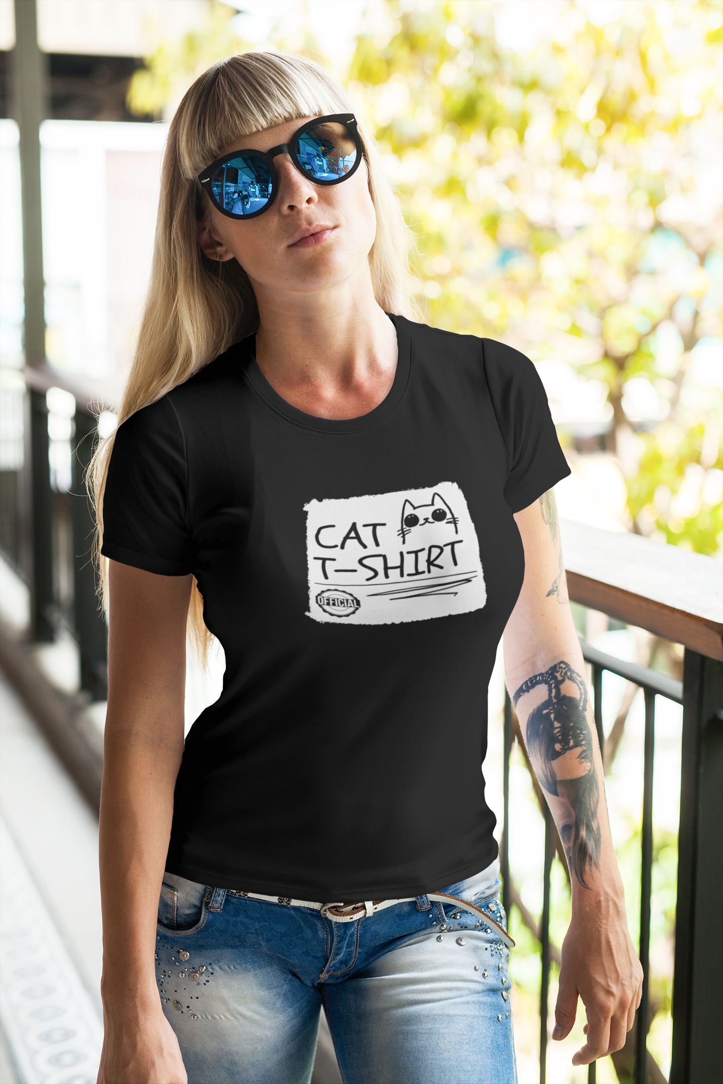 "Official Cat T-Shirt" [Tee #3] - (Cute & Funny Basic Amateur Style Cat Face Tee)