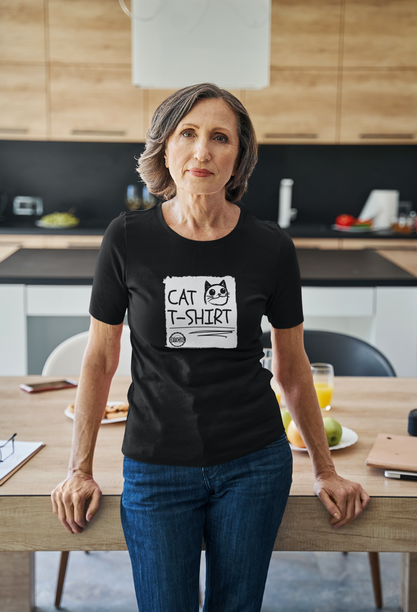 "Official Cat T-Shirt" [Tee #4] - (Cute & Funny Basic Amateur Style Cat Face Tee)