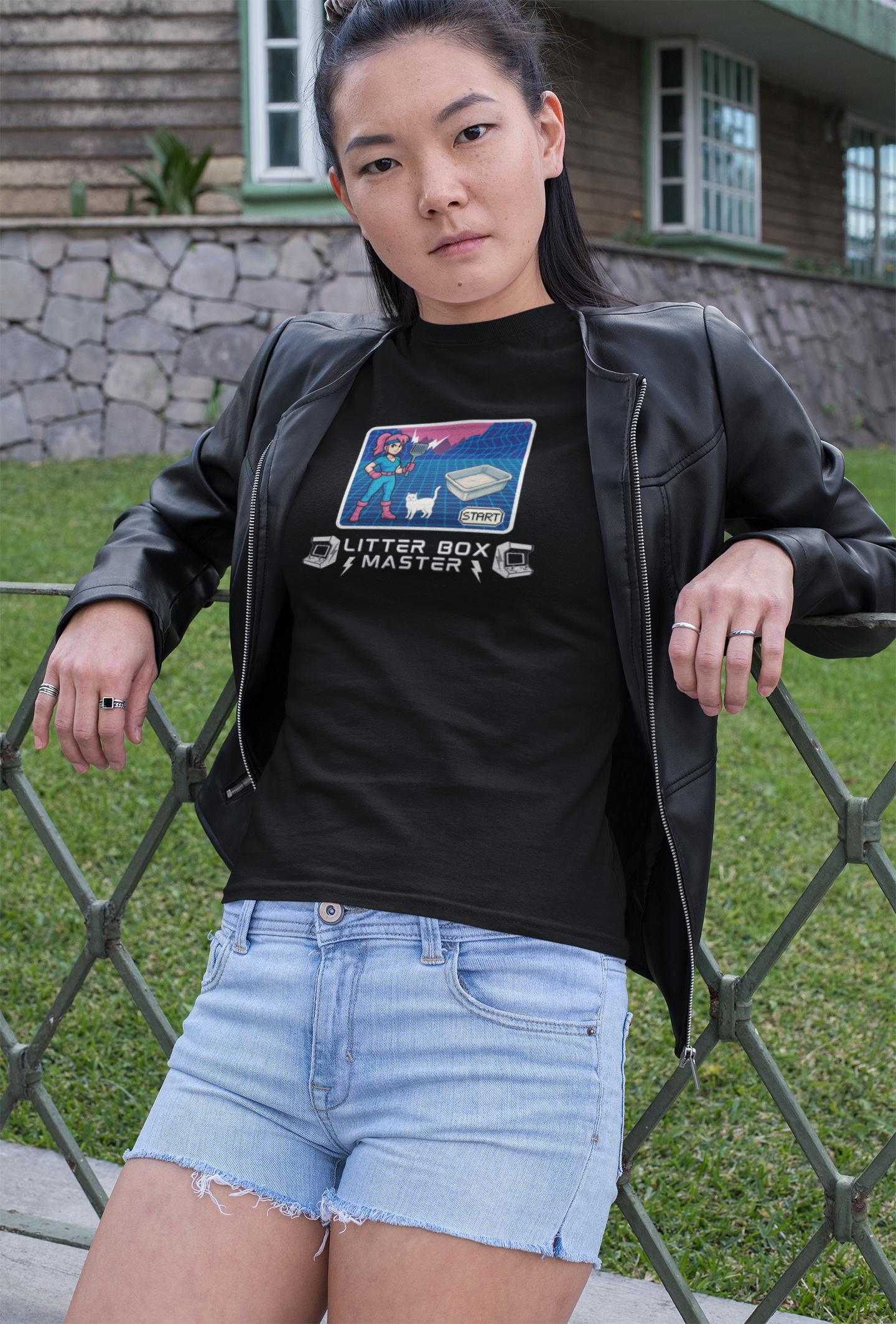 Litter Box Master T-Shirt [Tee #4] - (Funny Retro "Cat Litter Scooping Arcade Game" T-Shirt)