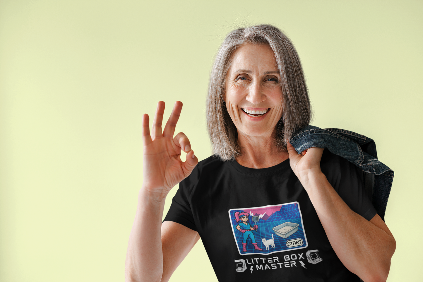 Litter Box Master T-Shirt [Tee #4] - (Funny Retro "Cat Litter Scooping Arcade Game" T-Shirt)