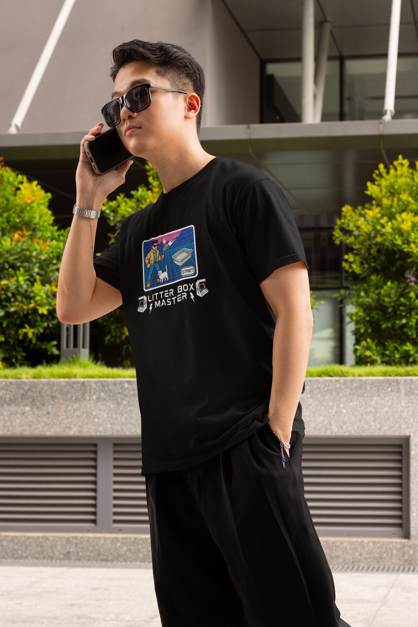 Litter Box Master T-Shirt [Tee #3] - (Funny Retro "Cat Litter Scooping Arcade Game" T-Shirt)
