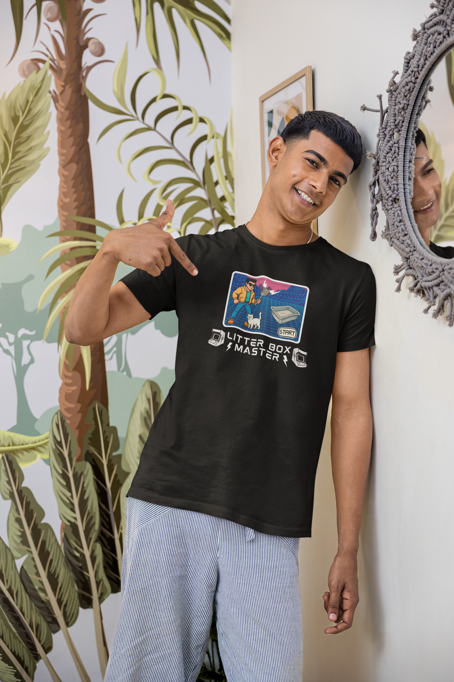 Litter Box Master T-Shirt [Tee #3] - (Funny Retro "Cat Litter Scooping Arcade Game" T-Shirt)