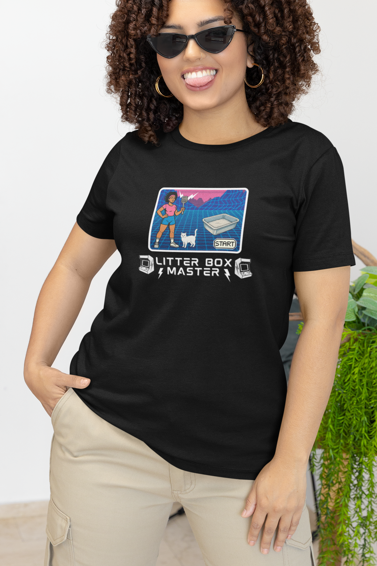 Litter Box Master T-Shirt [Tee #2] - (Funny Retro "Cat Litter Scooping Arcade Game" T-Shirt)