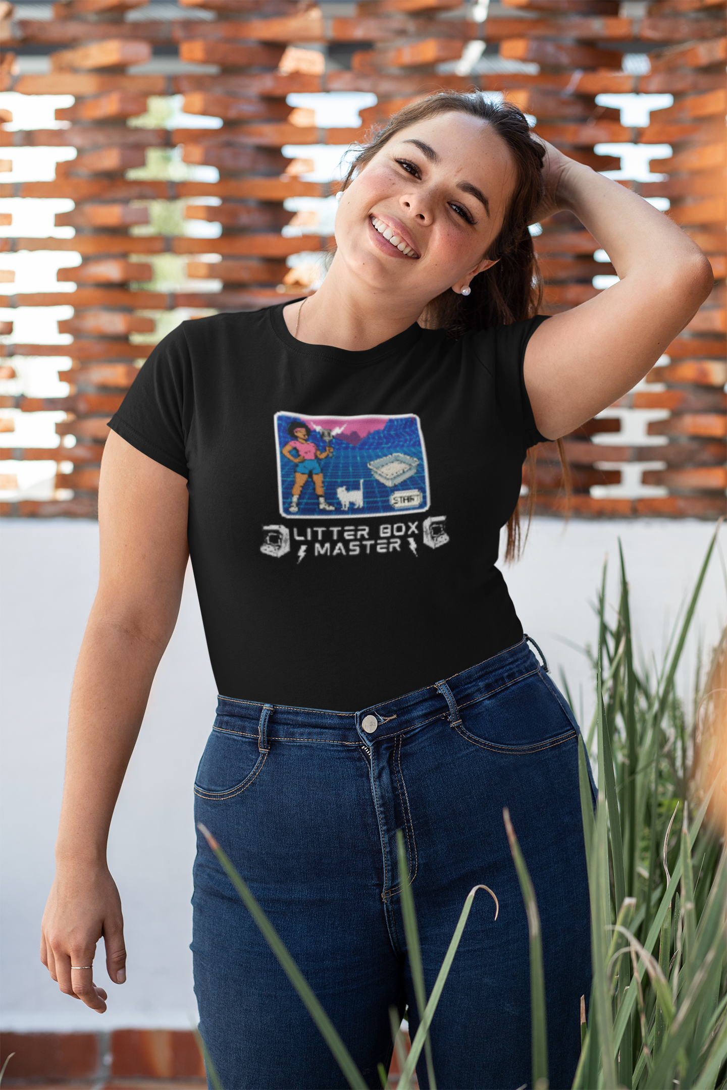 Litter Box Master T-Shirt [Tee #2] - (Funny Retro "Cat Litter Scooping Arcade Game" T-Shirt)