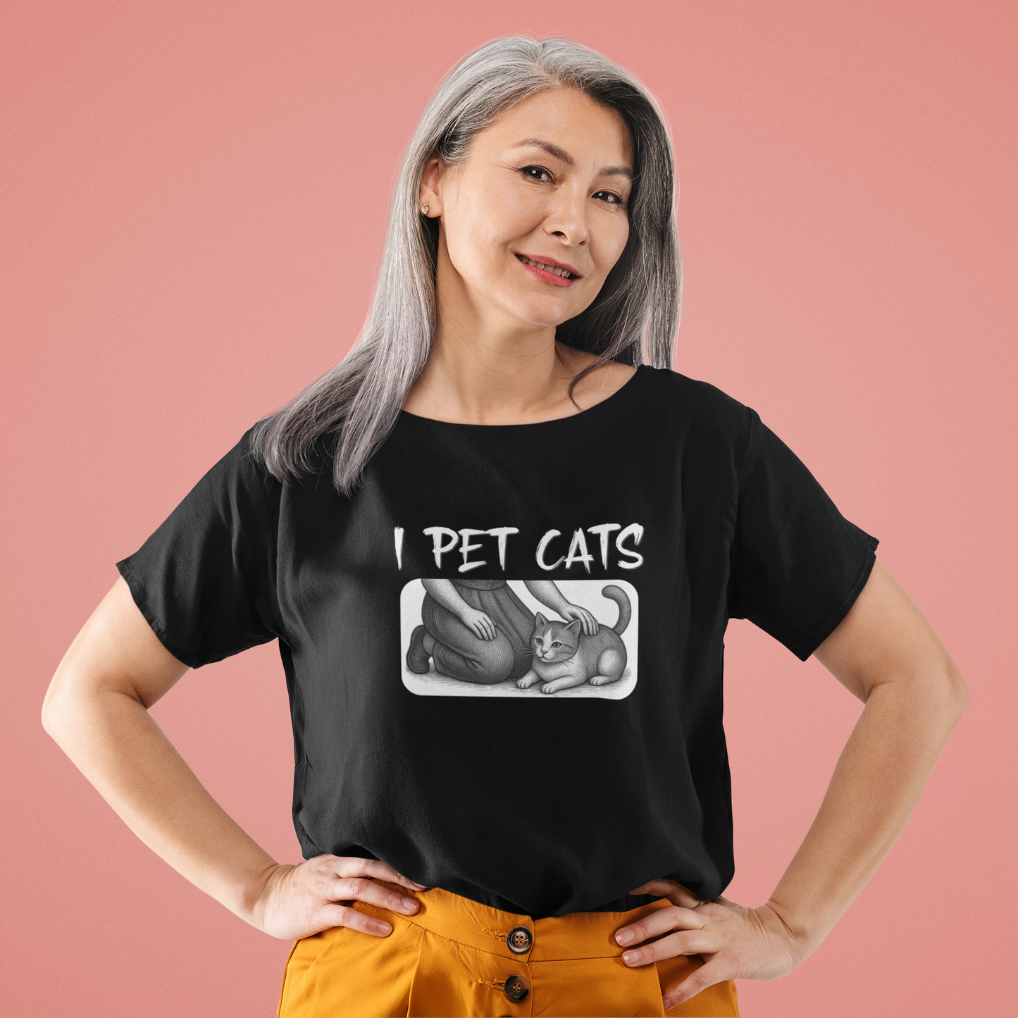 I Pet Cats T-Shirt - (Cat Fan T-Shirt for Cat People)