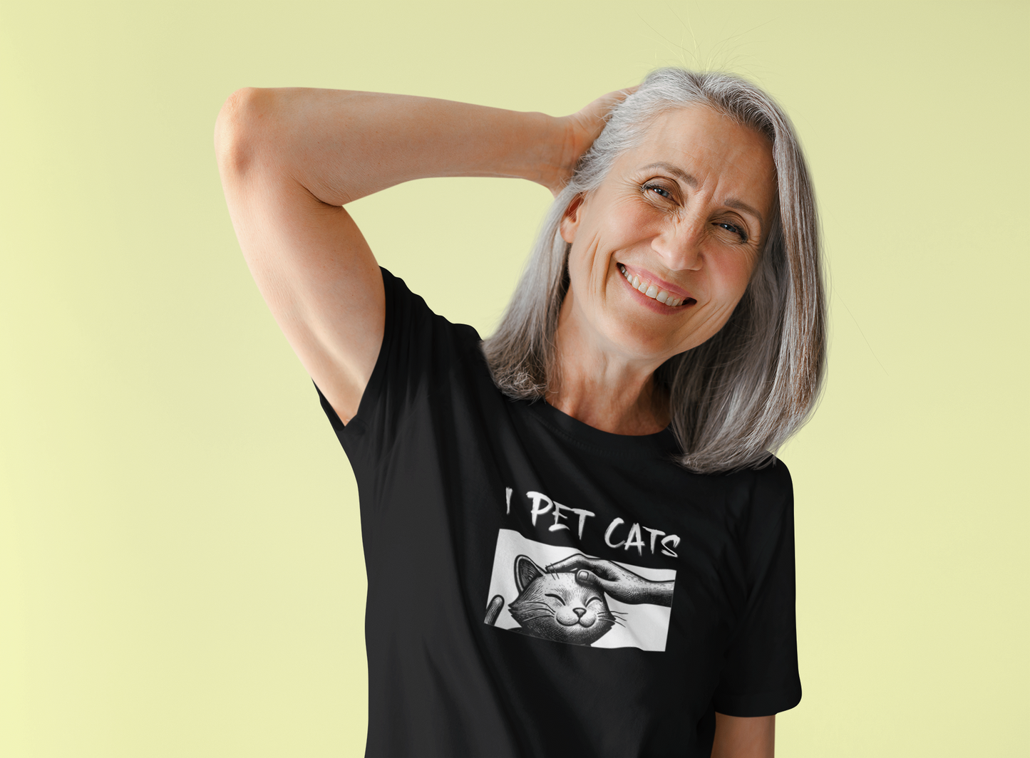I Pet Cats T‑Shirt - (Cute Cat Head Patting Tee for Cat Lovers)