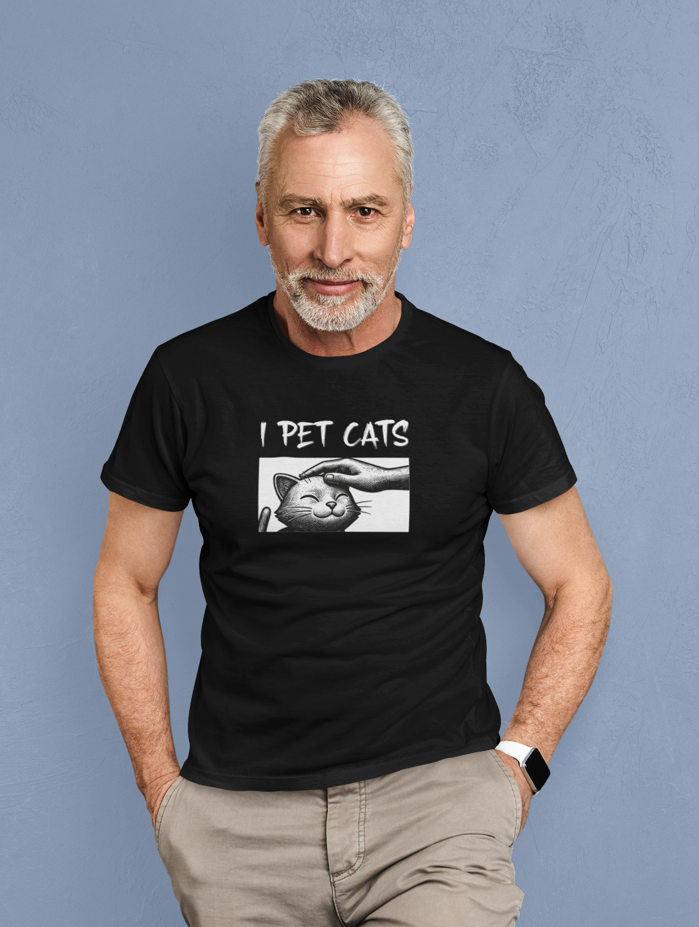 I Pet Cats T‑Shirt - (Cute Cat Head Patting Tee for Cat Lovers)