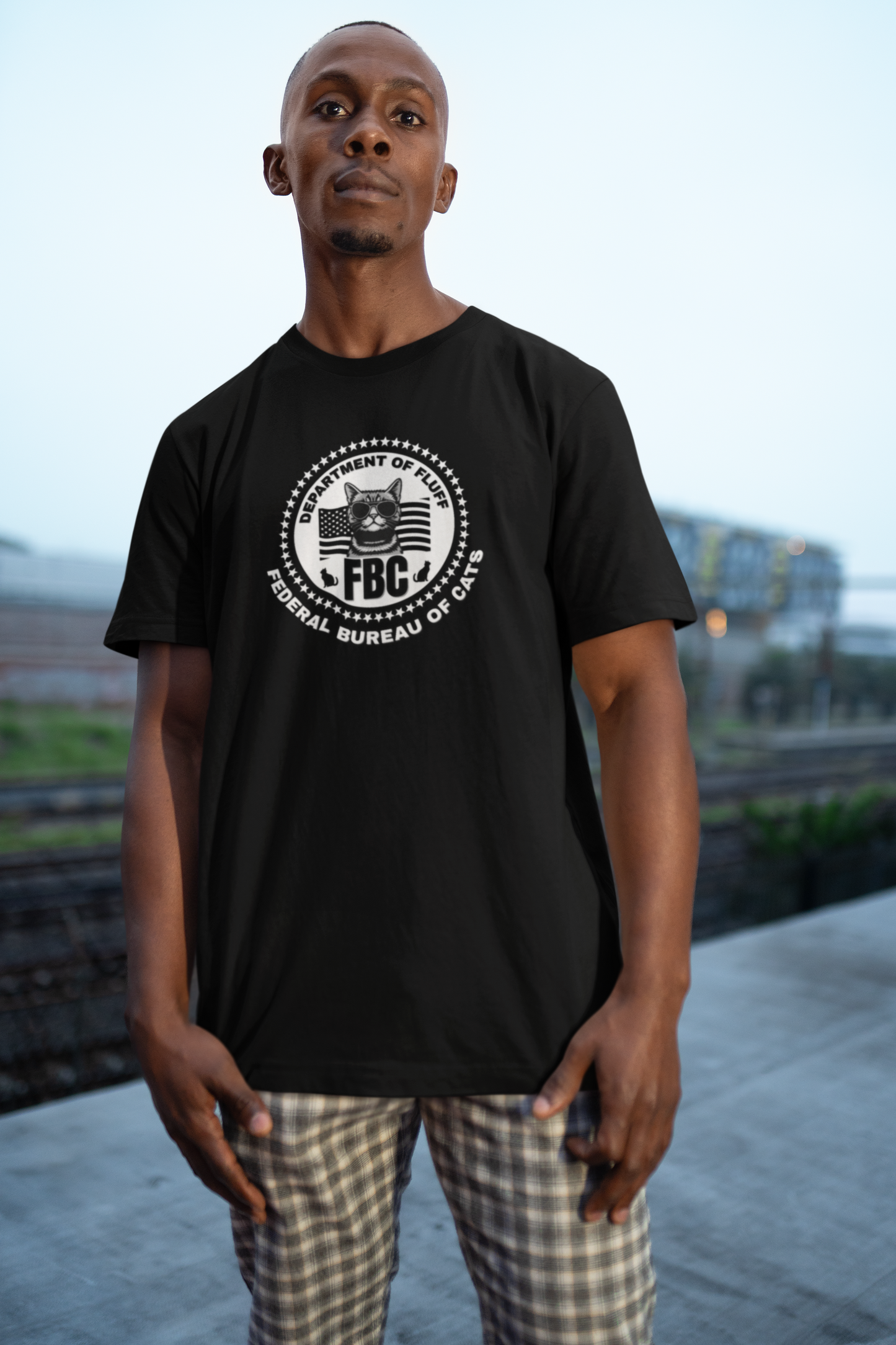 Federal Bureau of Cats T-Shirt - ("FBC, Department of Fluff, Funny Graphic Tee #2 for Cat Fans!)