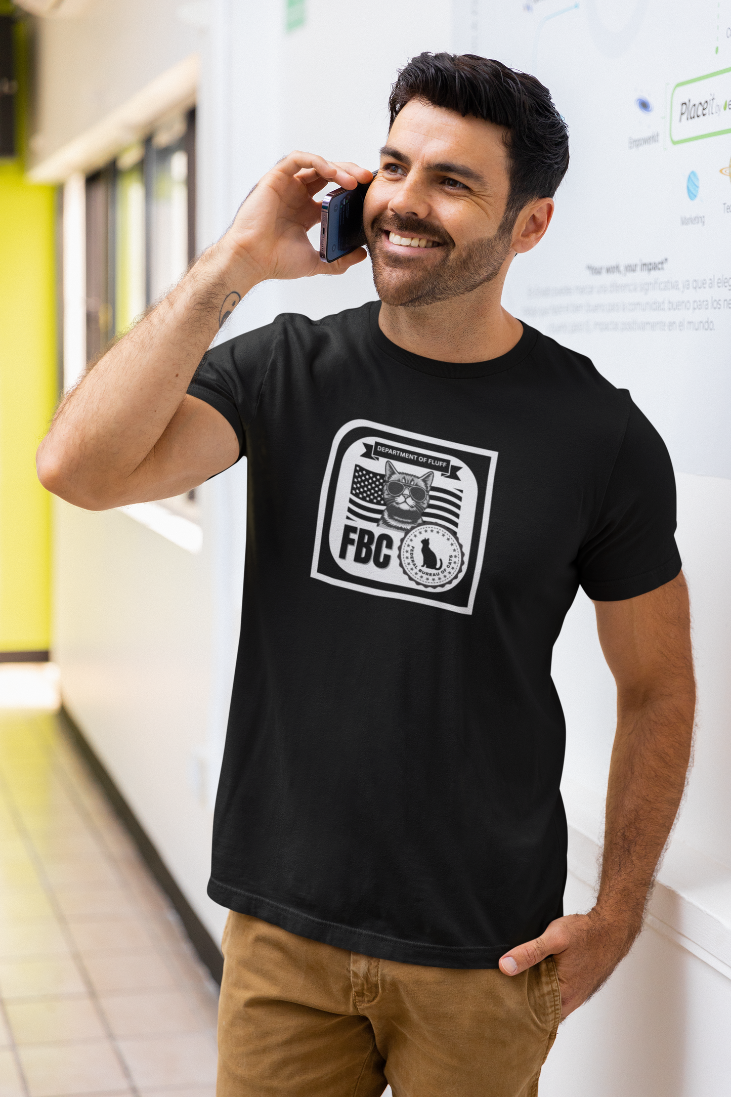 Federal Bureau of Cats T-Shirt - (FBC, Department of Fluff. Funny Cat Tee #1 for Cat Lovers!)