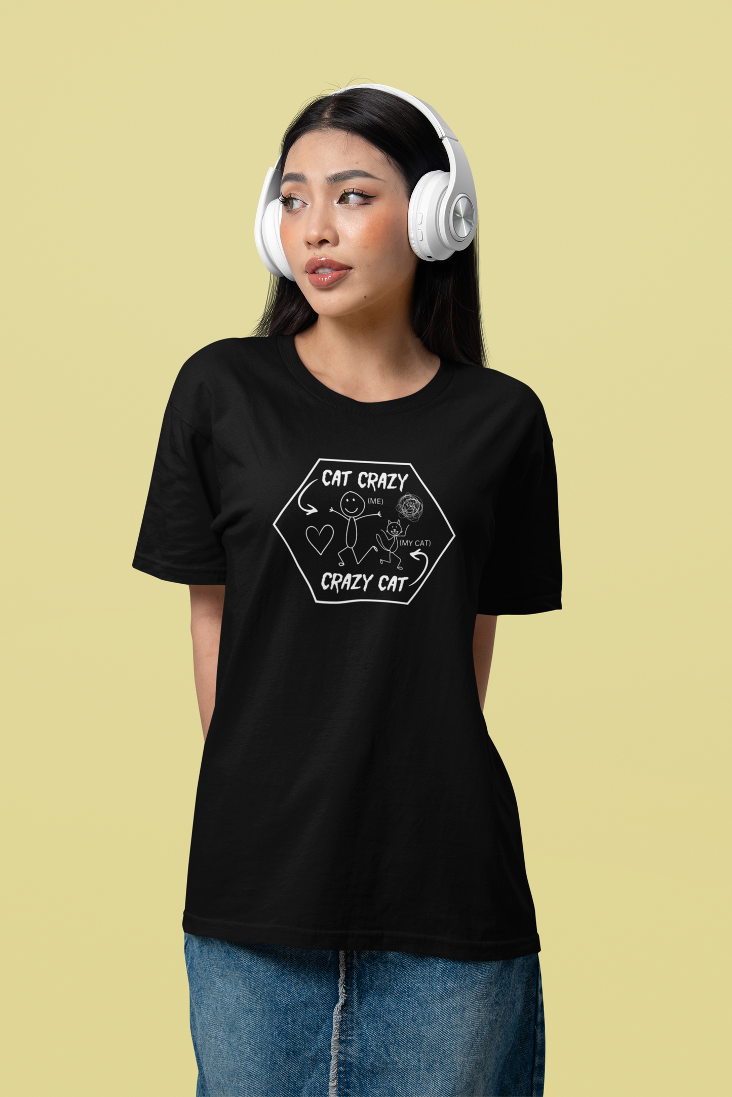 "Cat Crazy, Crazy Cat" - (Graphic Tee for Cat Lovers, Cat Fan T-Shirt)