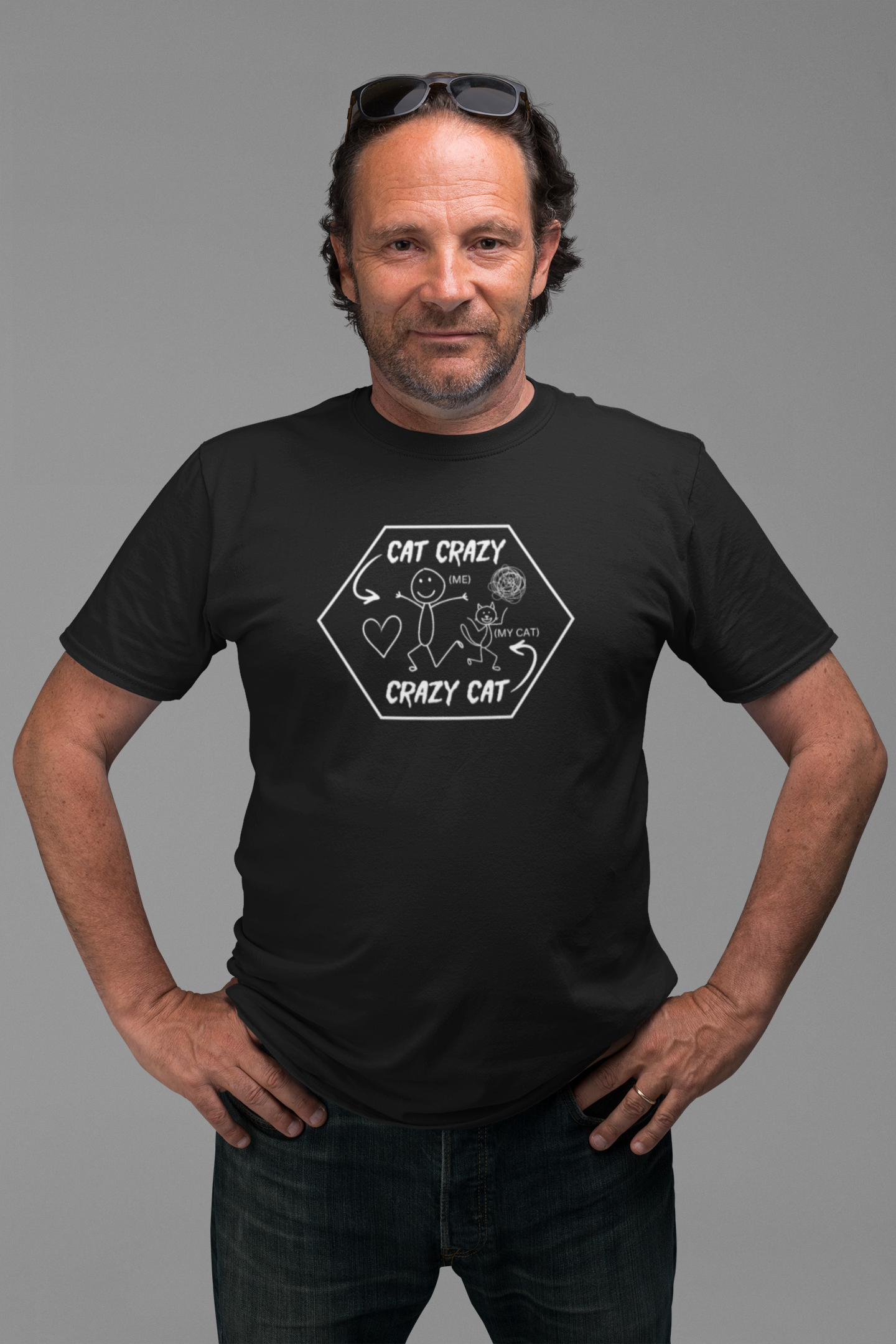 "Cat Crazy, Crazy Cat" - (Graphic Tee for Cat Lovers, Cat Fan T-Shirt)