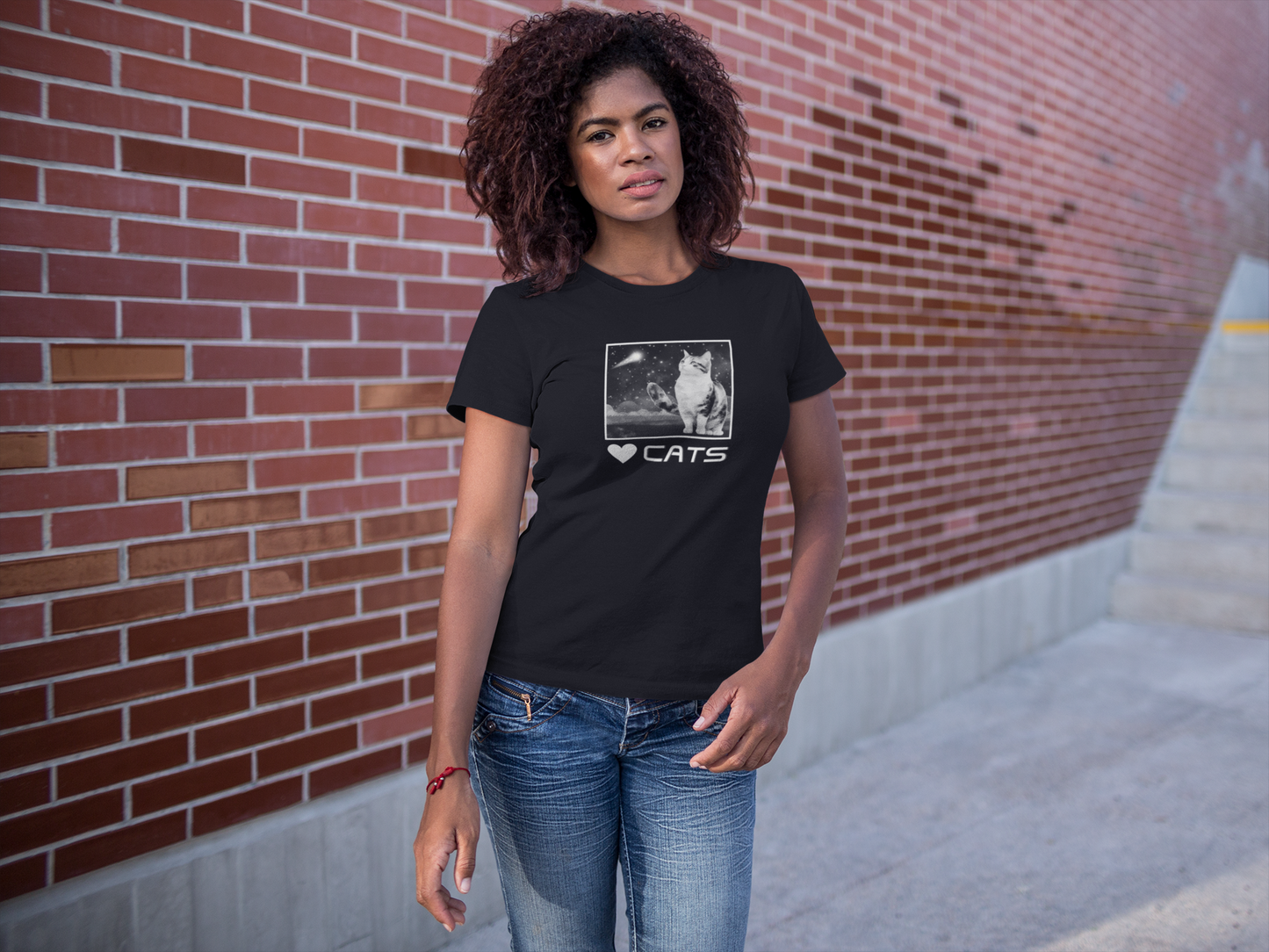 "Heart Cats" or "Love Cats" T-Shirt #2 - (Cat and Starry Sky Tee)