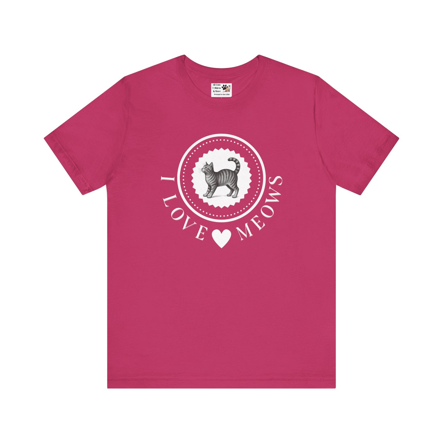 I Love Meows Cat T-Shirt - (Tee #4, Cute Retro Kitty Graphic Tee for Cat Lovers)