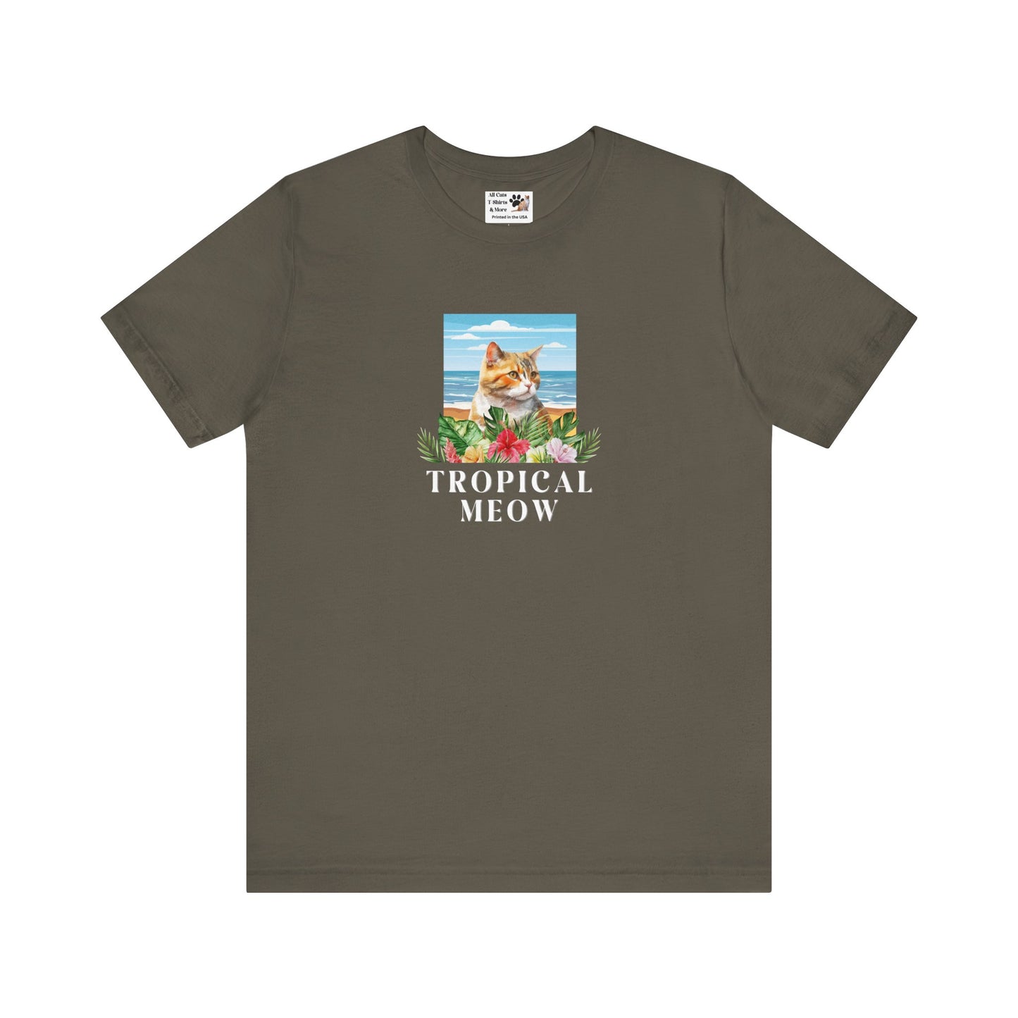 Tropical Meow Cat T-Shirt - (Beachy Cat Graphic Tee #2)