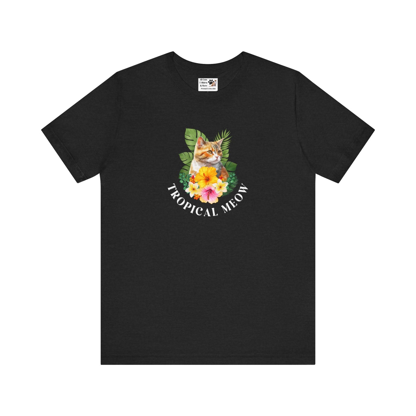 Tropical Meow T-Shirt — Tropical Style Cat Fan Graphic Tee (#3 No Background)