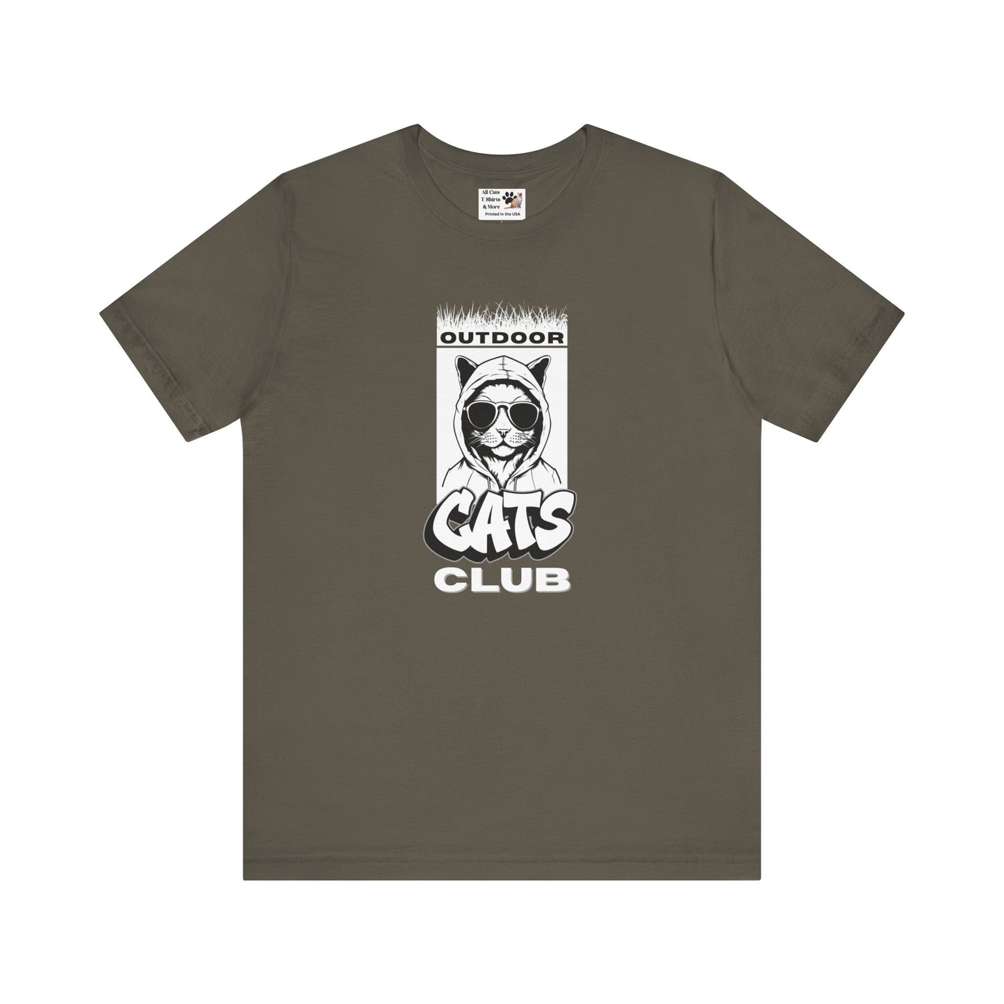 Outdoor Cats Club T-Shirt - (Unisex Jersey Short Sleeve Graphic Tee for Cat Lovers)