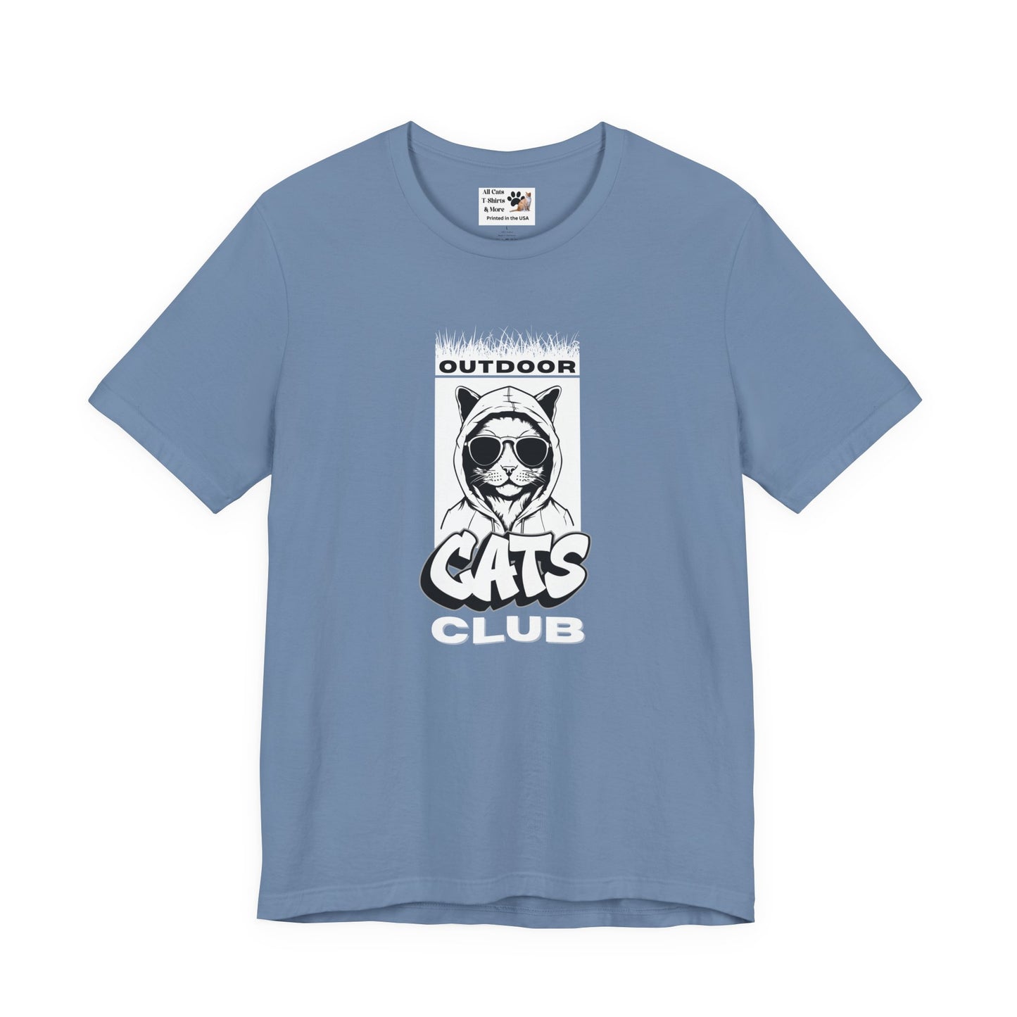 Outdoor Cats Club T-Shirt - (Unisex Jersey Short Sleeve Graphic Tee for Cat Lovers)