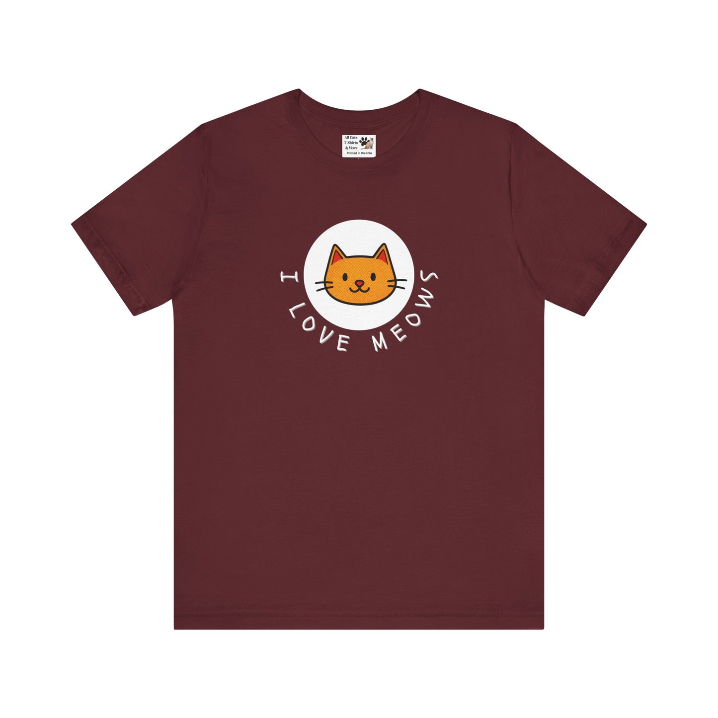 I Love Meows Cat T-Shirt - (Tee #5, Cute Orange Cat Graphic T-Shirt)
