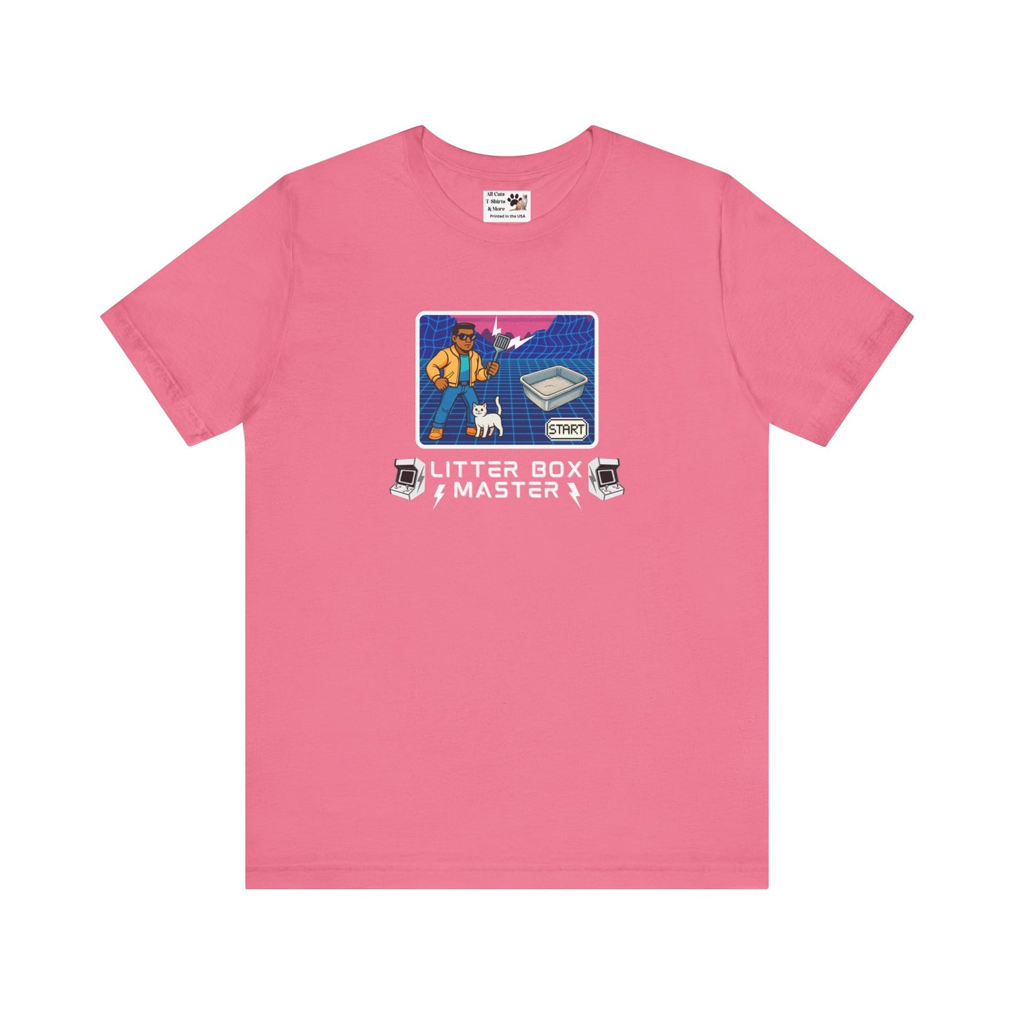 Litter Box Master T-Shirt [Tee #1] - (Funny Retro "Cat Litter Scooping Arcade Game" T-Shirt)