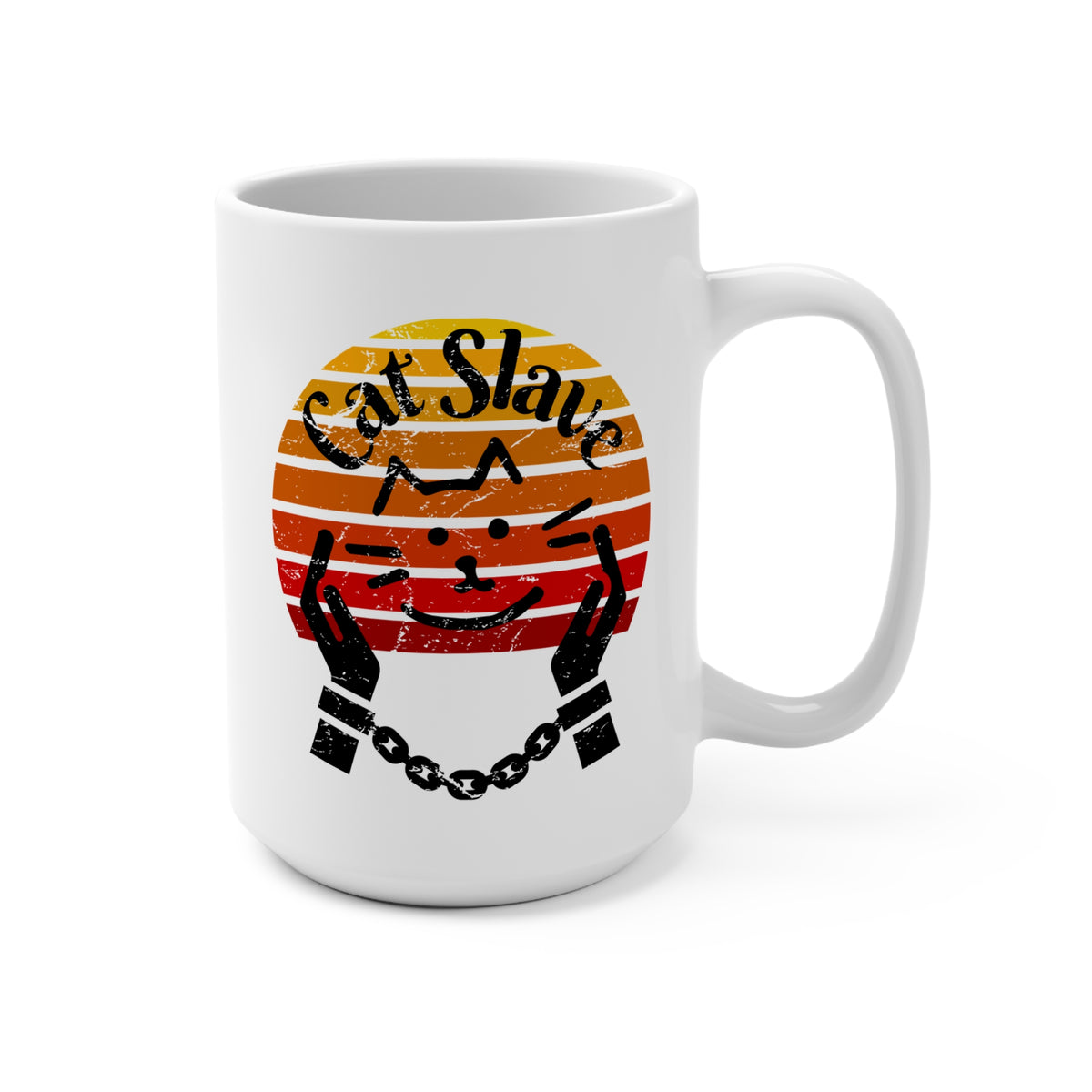 Cat Slave Vintage Sunset Mug 15oz - Purrfect Gift for Cat Lovers