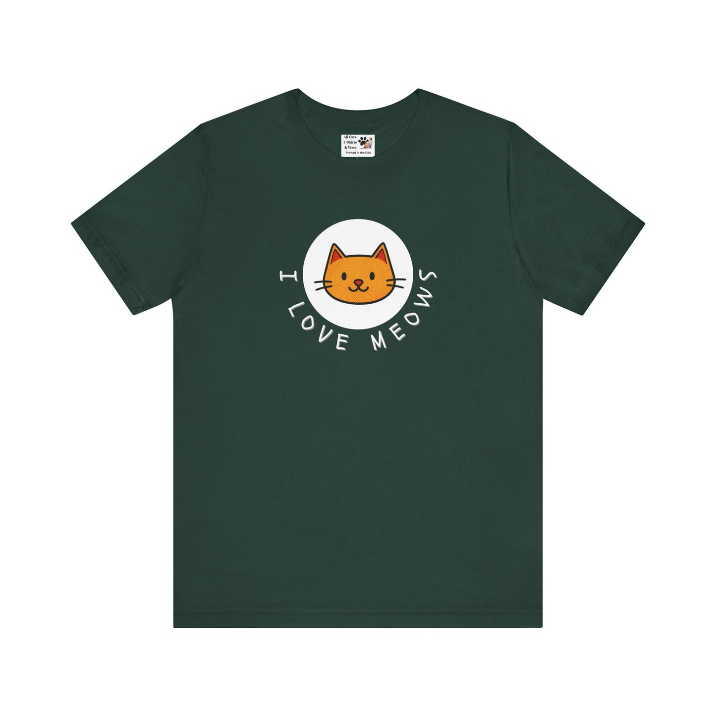 I Love Meows Cat T-Shirt - (Tee #5, Cute Orange Cat Graphic T-Shirt)