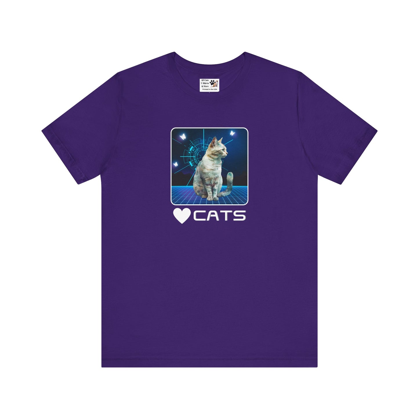 "Heart Cats" or "Love Cats" Retro T‑Shirt  - (Futuristic Vintage Style Fun Cat Tee #1)
