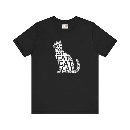"CAT in a Cat, T-Shirt" -  (Playful Black & White Cat Design, Cat Lover Unisex Jersey Short Sleeve Tee - Purr-fect Gift!)
