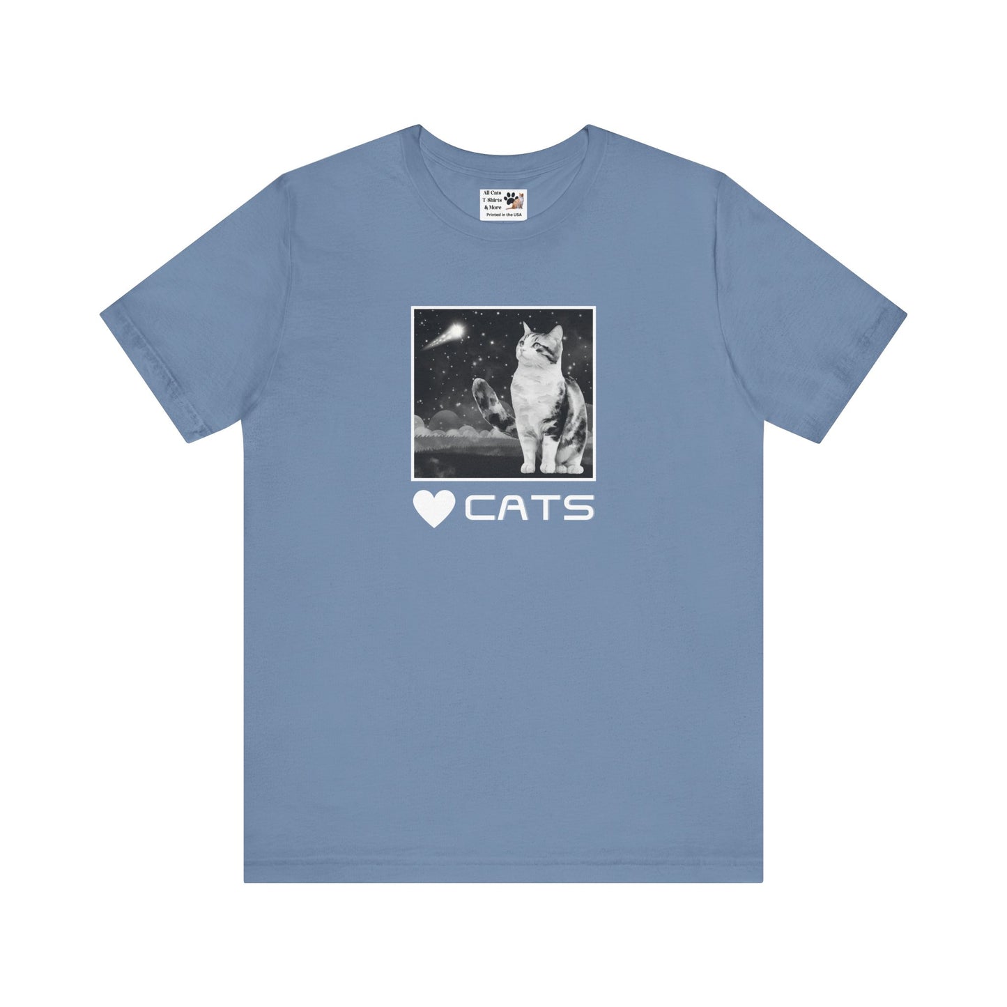 "Heart Cats" or "Love Cats" T-Shirt #2 - (Cat and Starry Sky Tee)