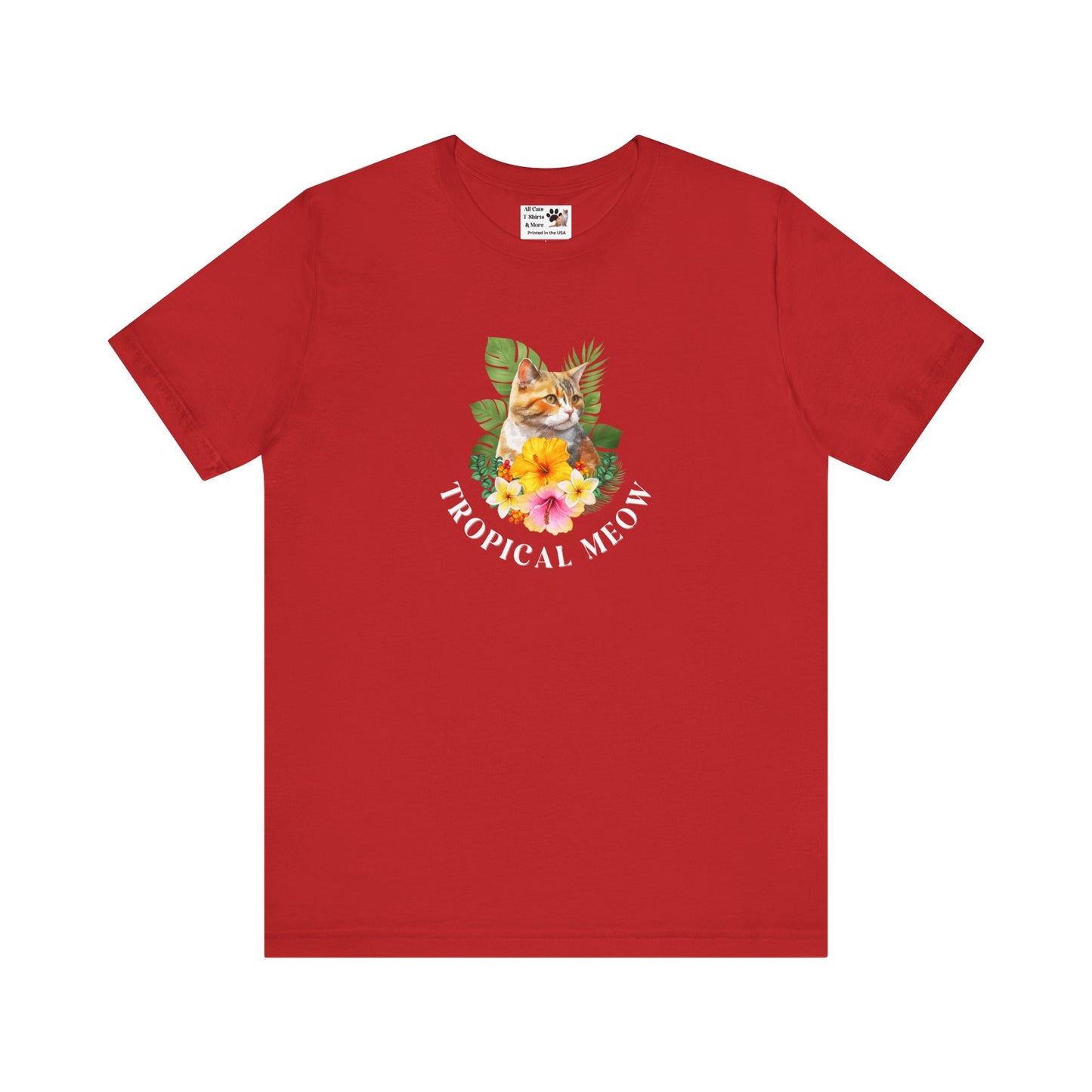 Tropical Meow T-Shirt — Tropical Style Cat Fan Graphic Tee (#3 No Background)